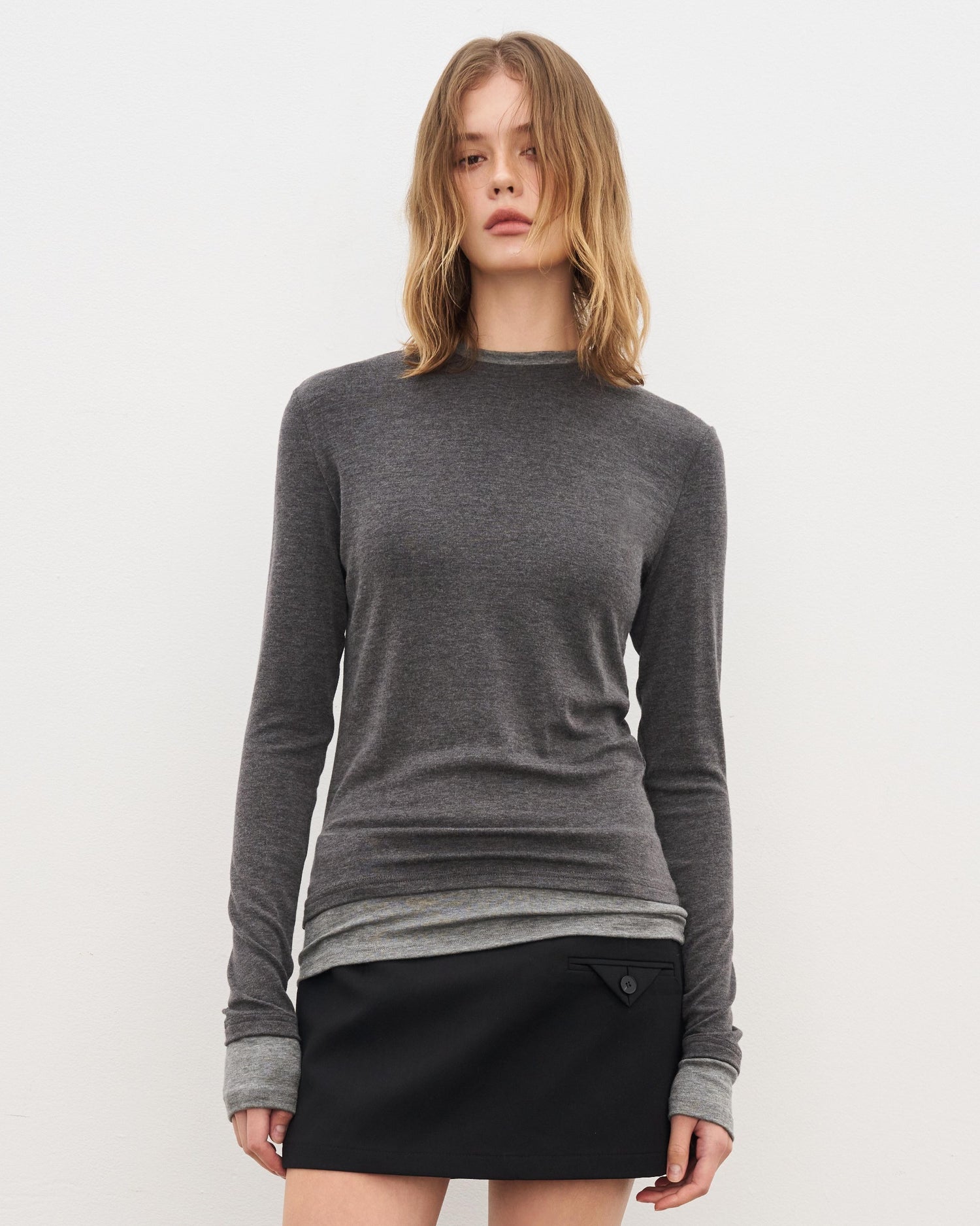 Women's Colorblock Faux Two-Piece Layering Top