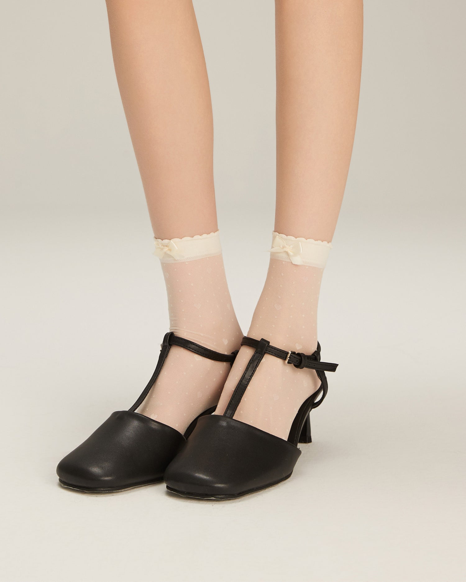 Women's Bow Heart Polka Dot Jacquard Ankle Socks