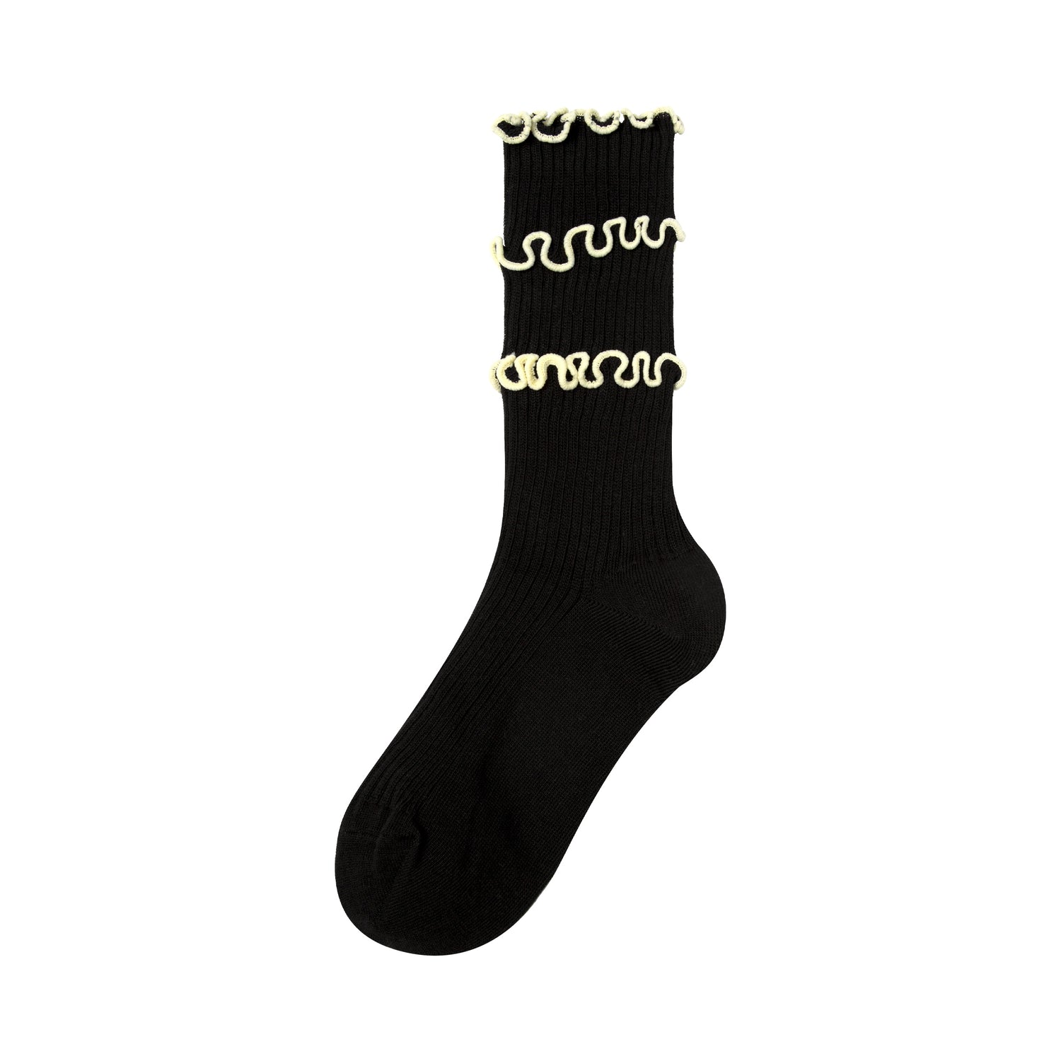 Women's Contrast Lettuce Edge Crew Socks