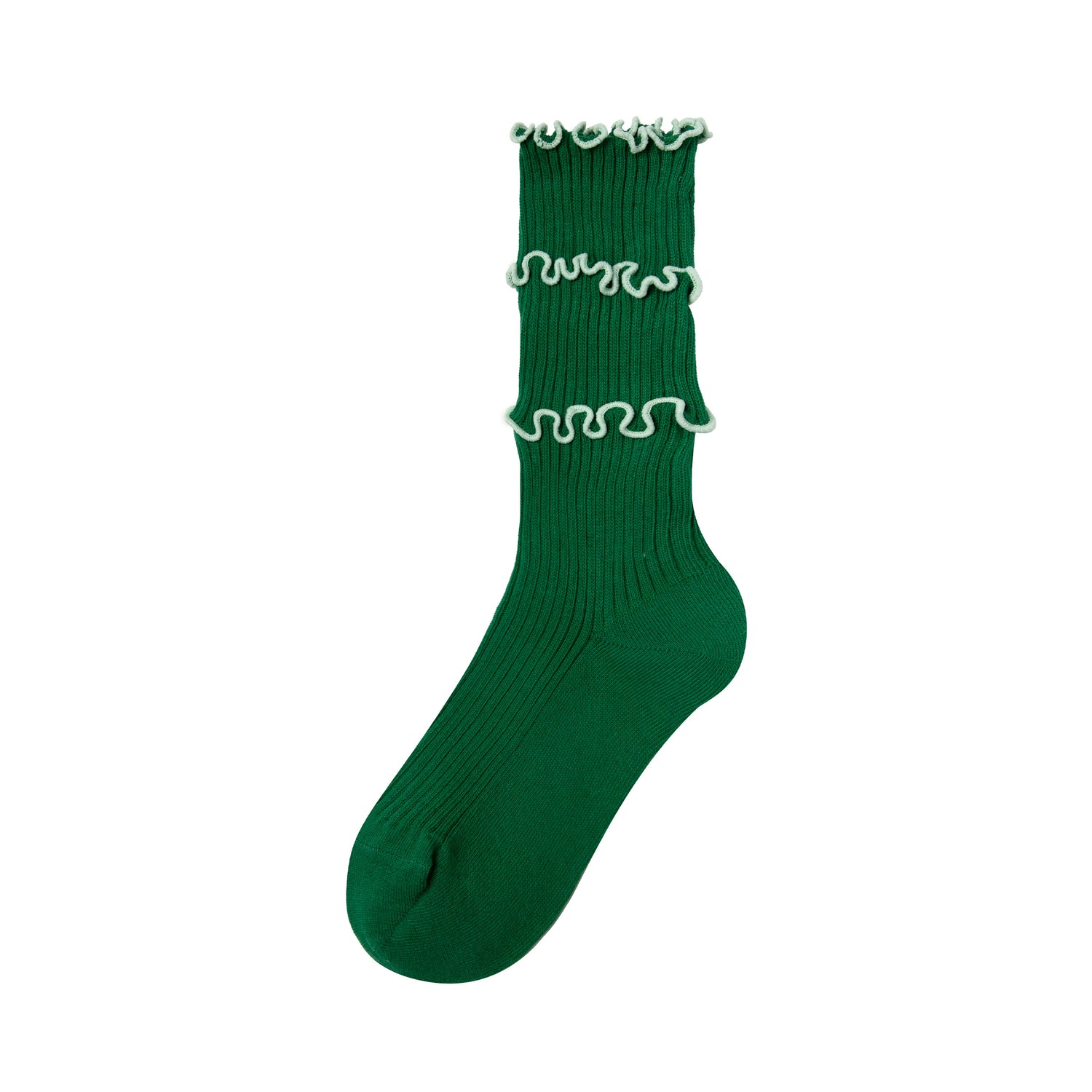 Women's Contrast Lettuce Edge Crew Socks