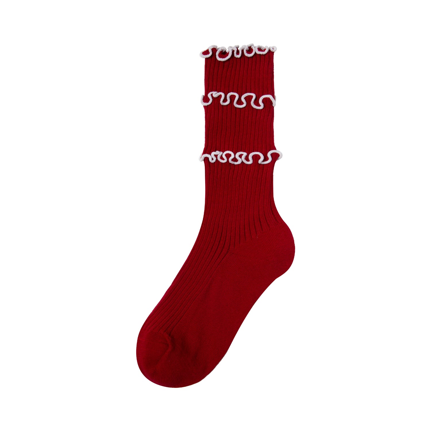 Women's Contrast Lettuce Edge Crew Socks