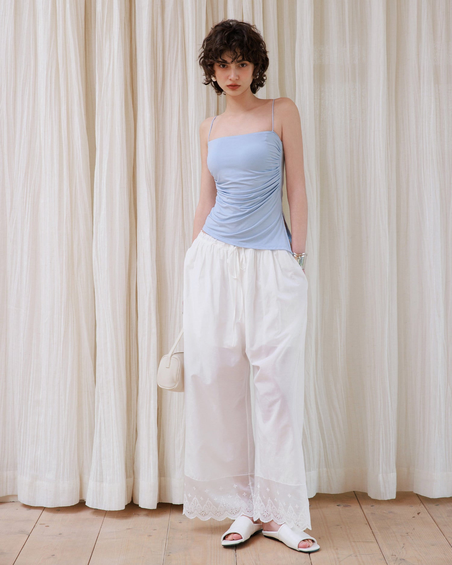 Slimming Ruched Split Cami with Built-in Bra Wireless