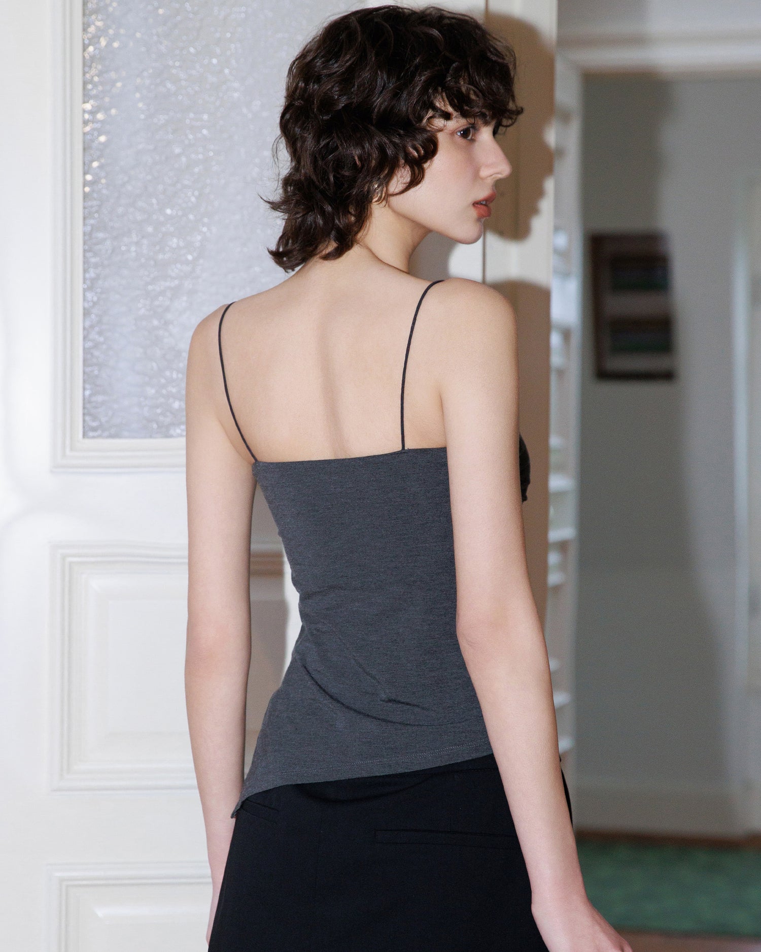 Slimming Ruched Split Cami with Built-in Bra Wireless