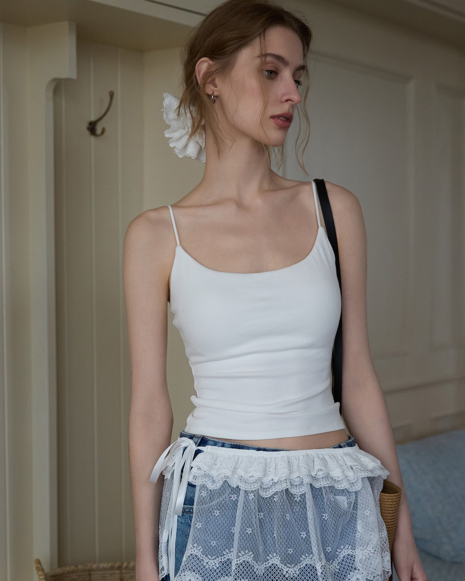 Ribbed Stretch Camisole with Built-in Bra