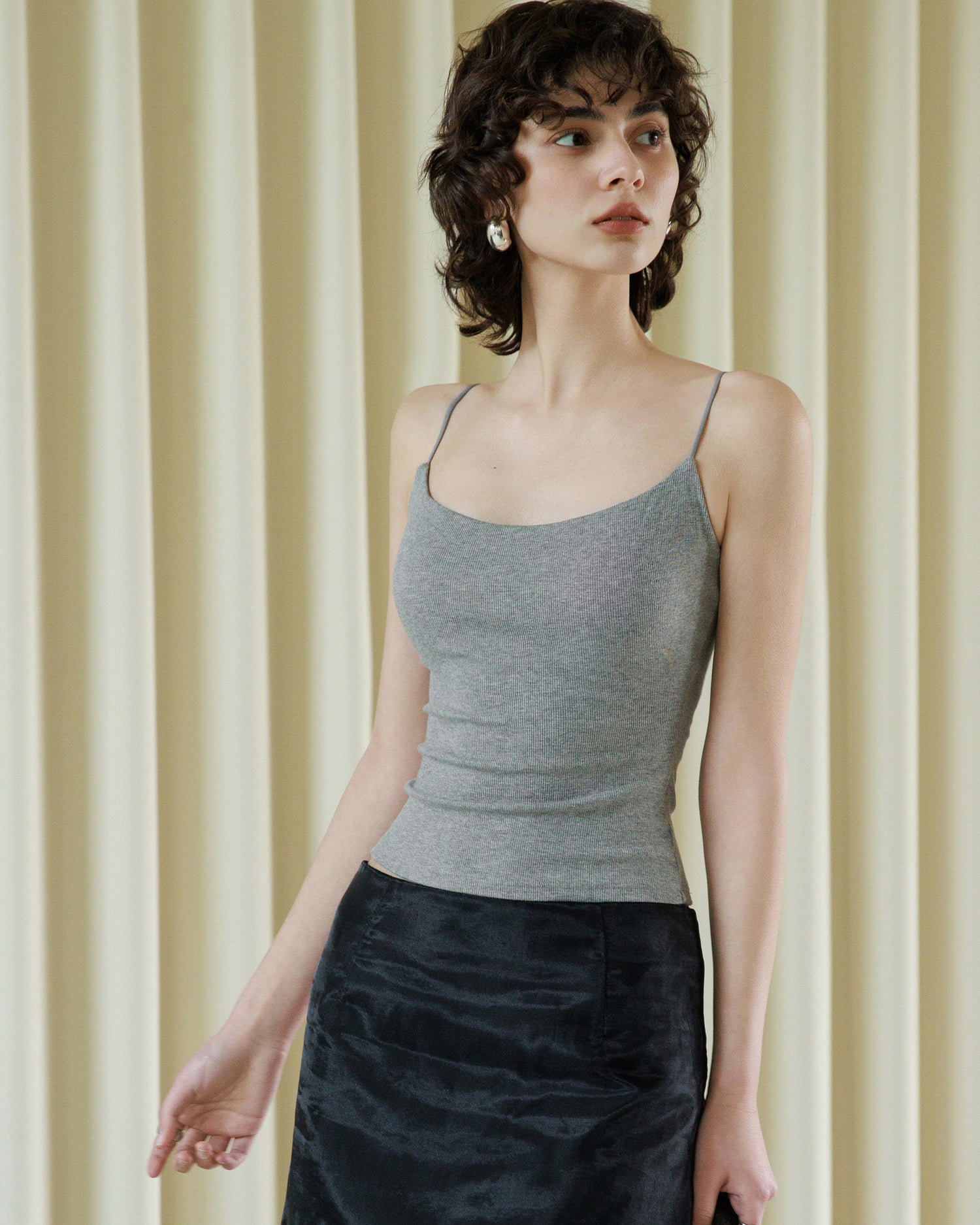 Ribbed Stretch Camisole with Built-in Bra