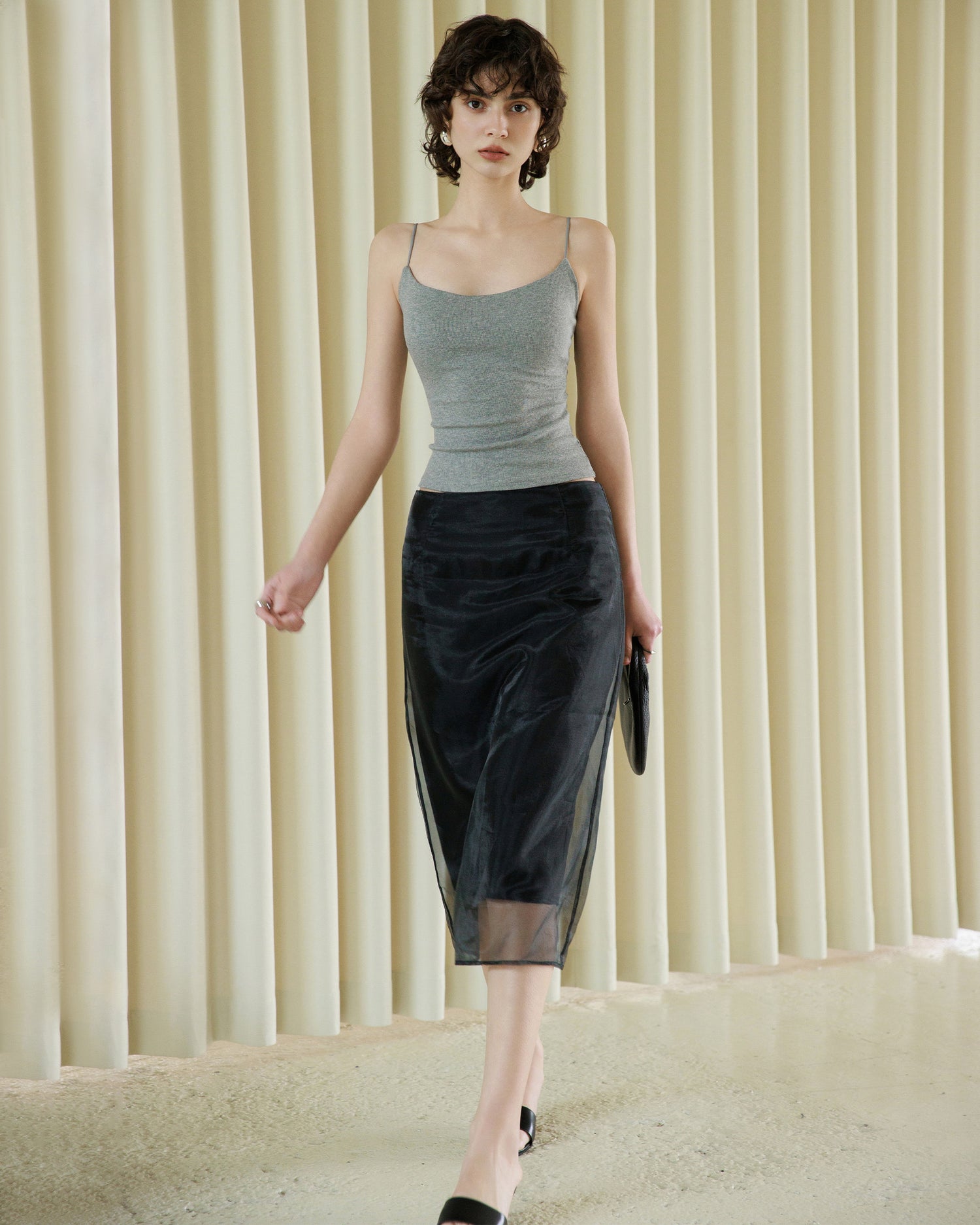 Ribbed Stretch Camisole with Built-in Bra