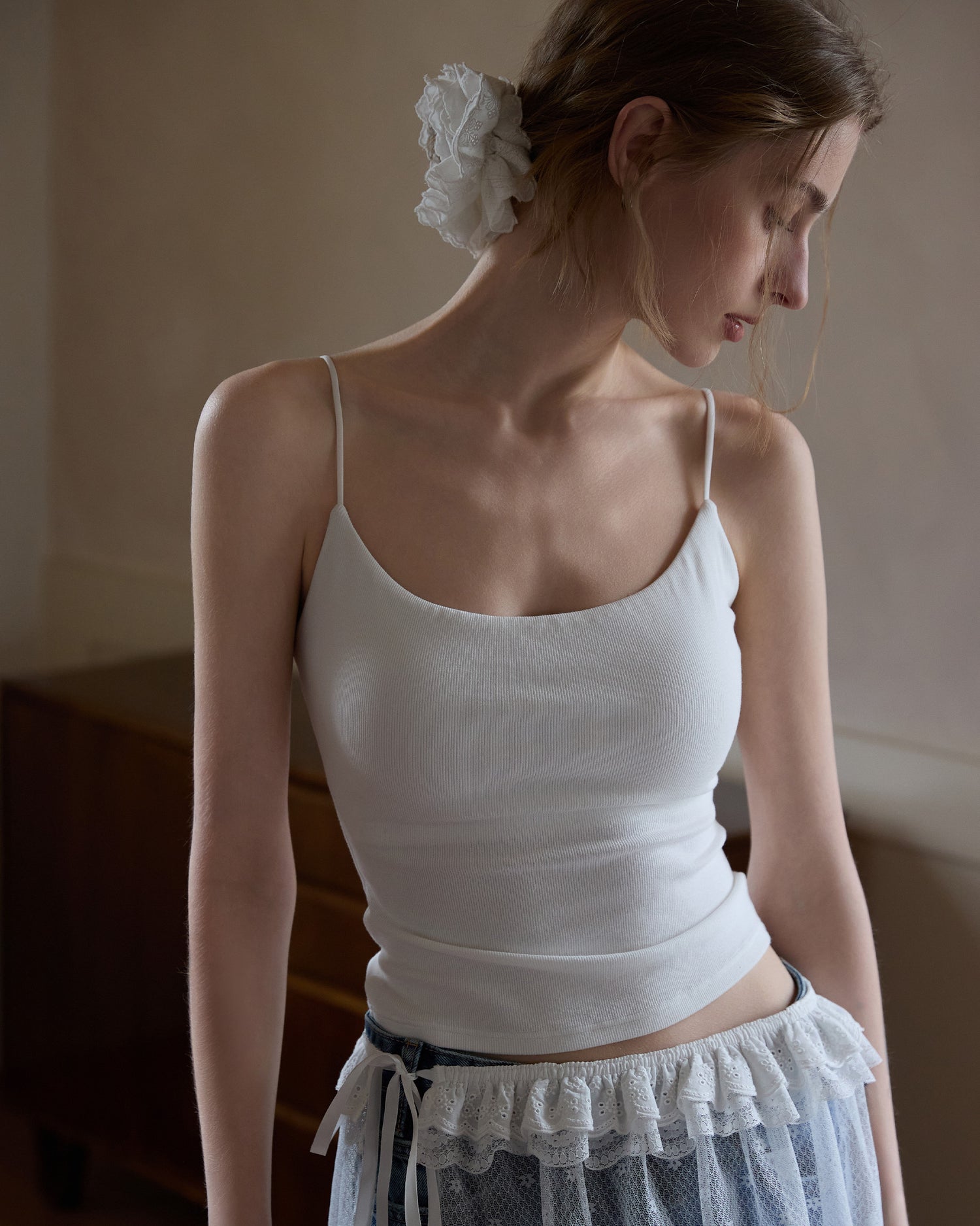 Ribbed Stretch Camisole with Built-in Bra