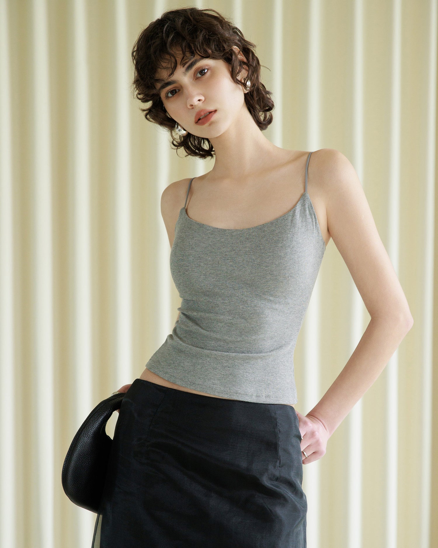 Ribbed Stretch Camisole with Built-in Bra