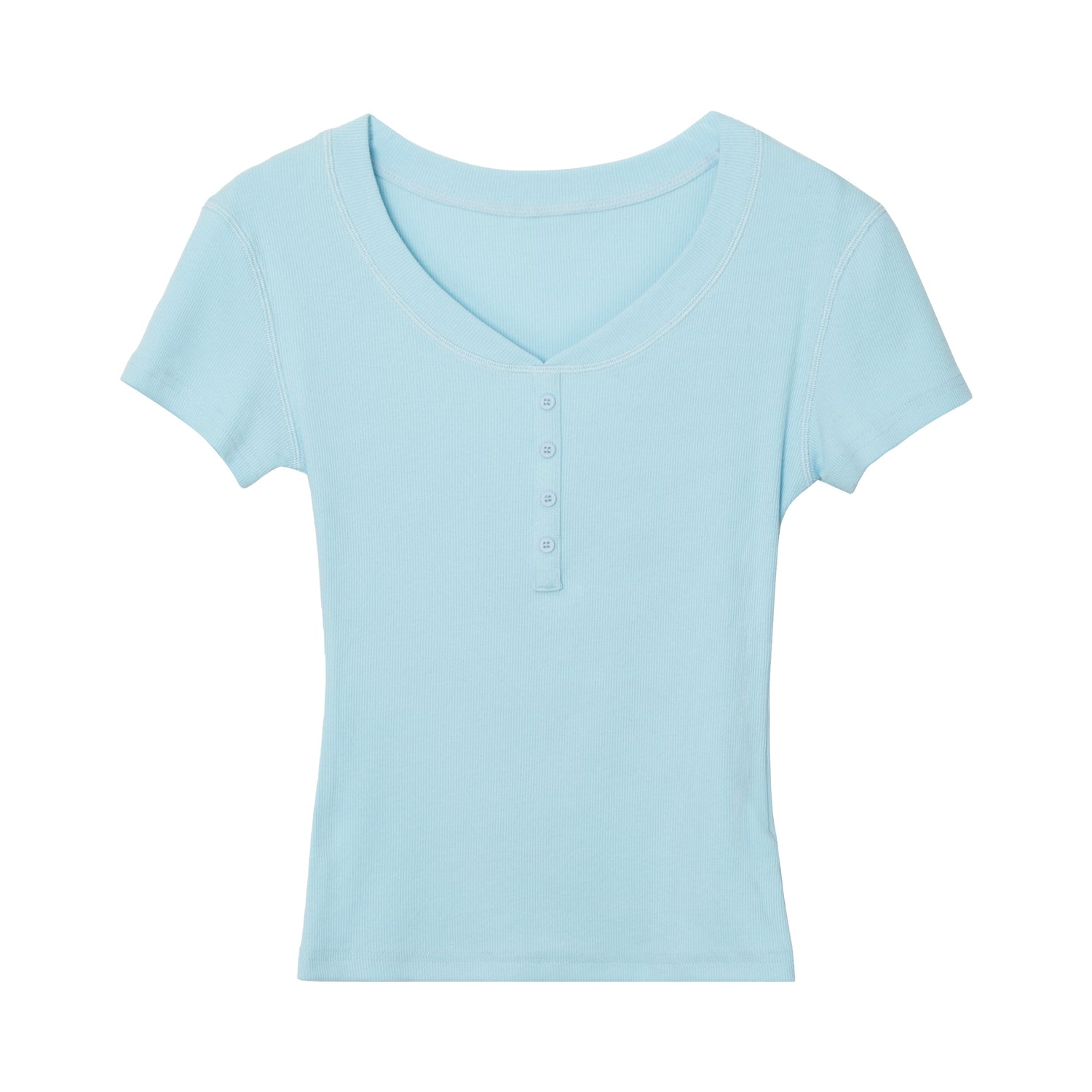 Women's V-Neck Button T-Shirt