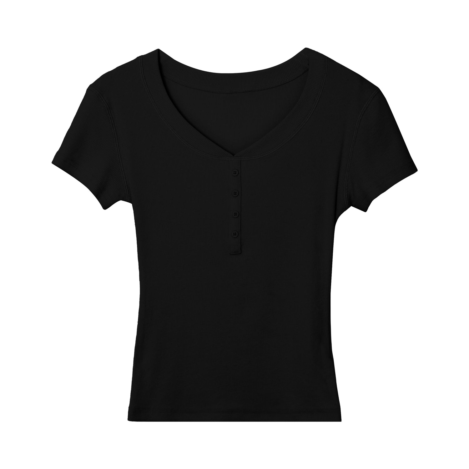 Women's V-Neck Button T-Shirt