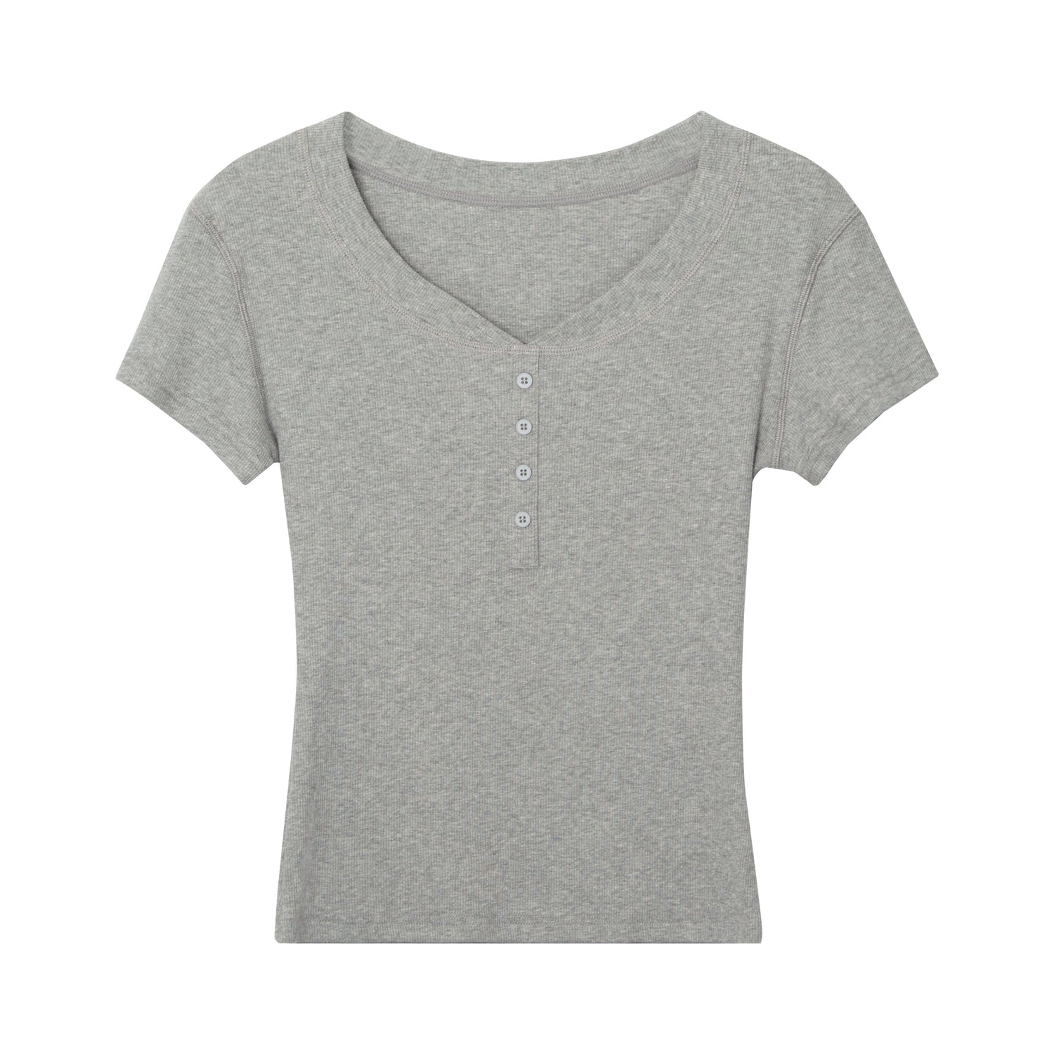 Women's V-Neck Button T-Shirt