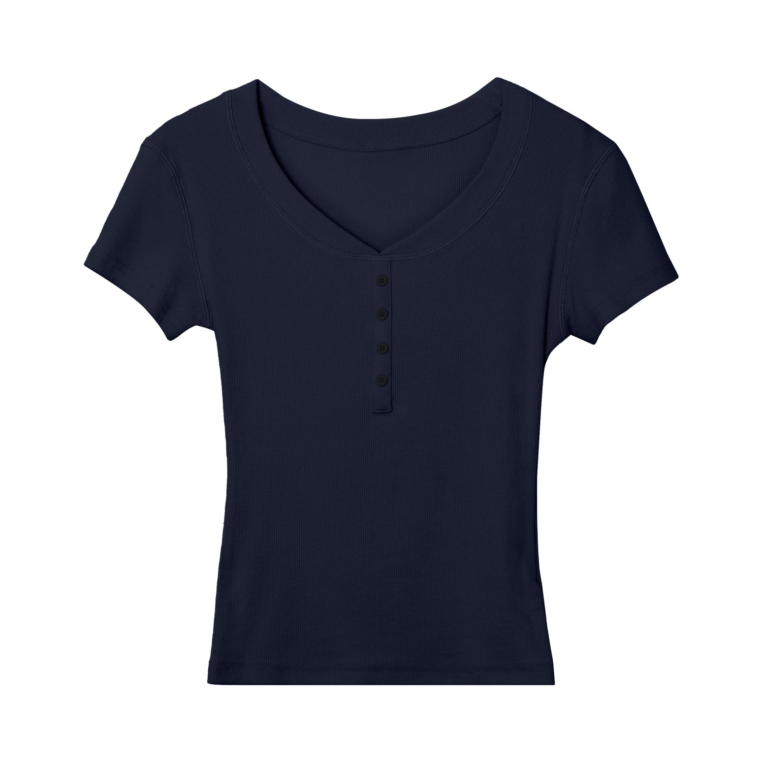 Women's V-Neck Button T-Shirt