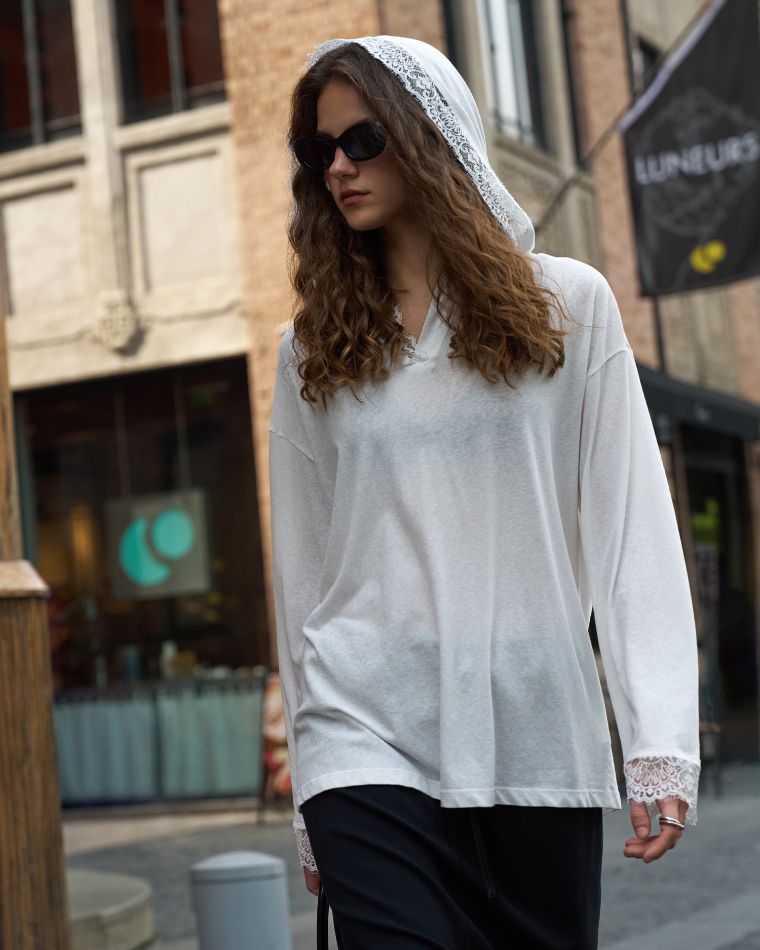 Women's Lace Hooded Trim Cover-Up