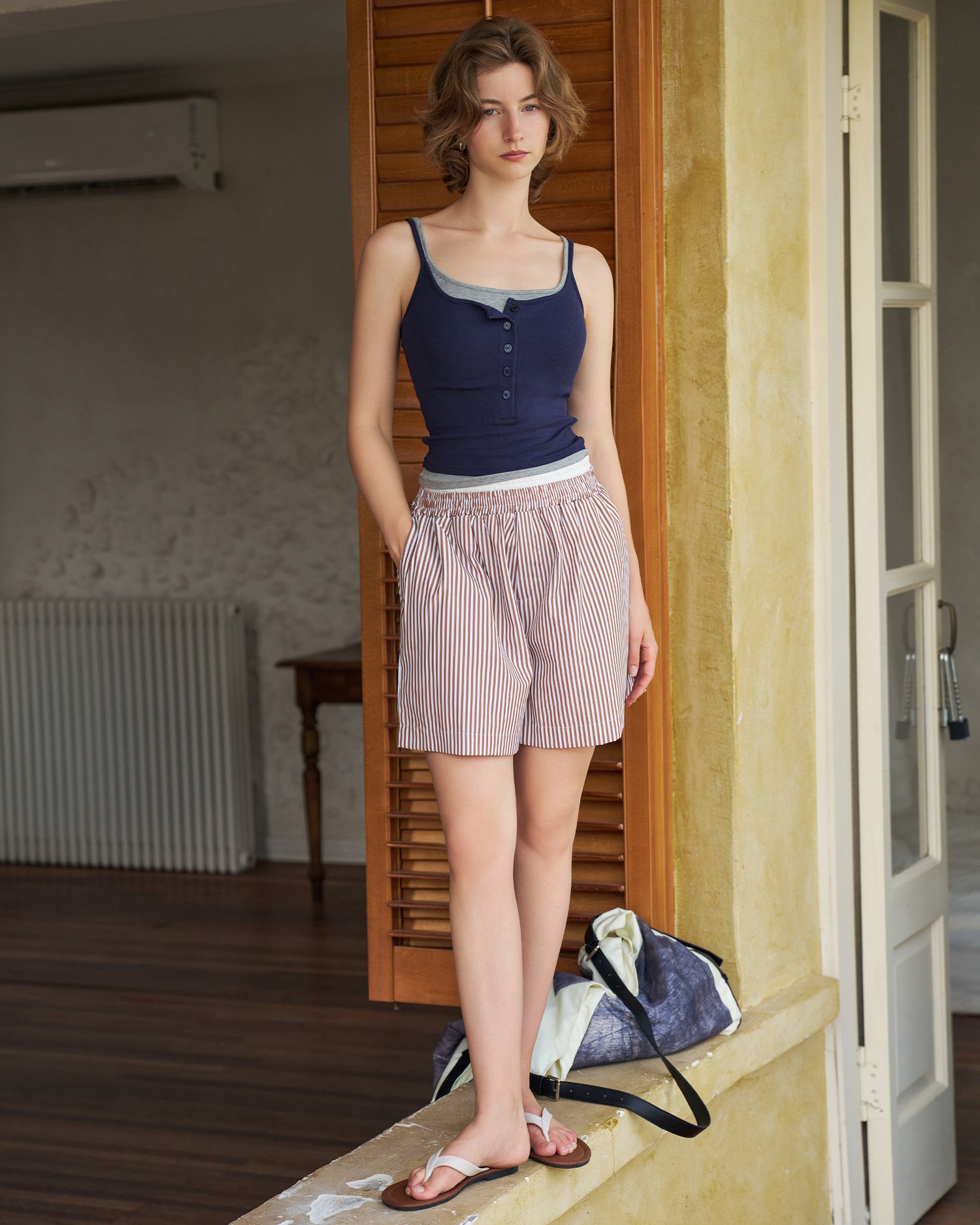 Women's Modal Colorblock Built-In Bra Cami Top