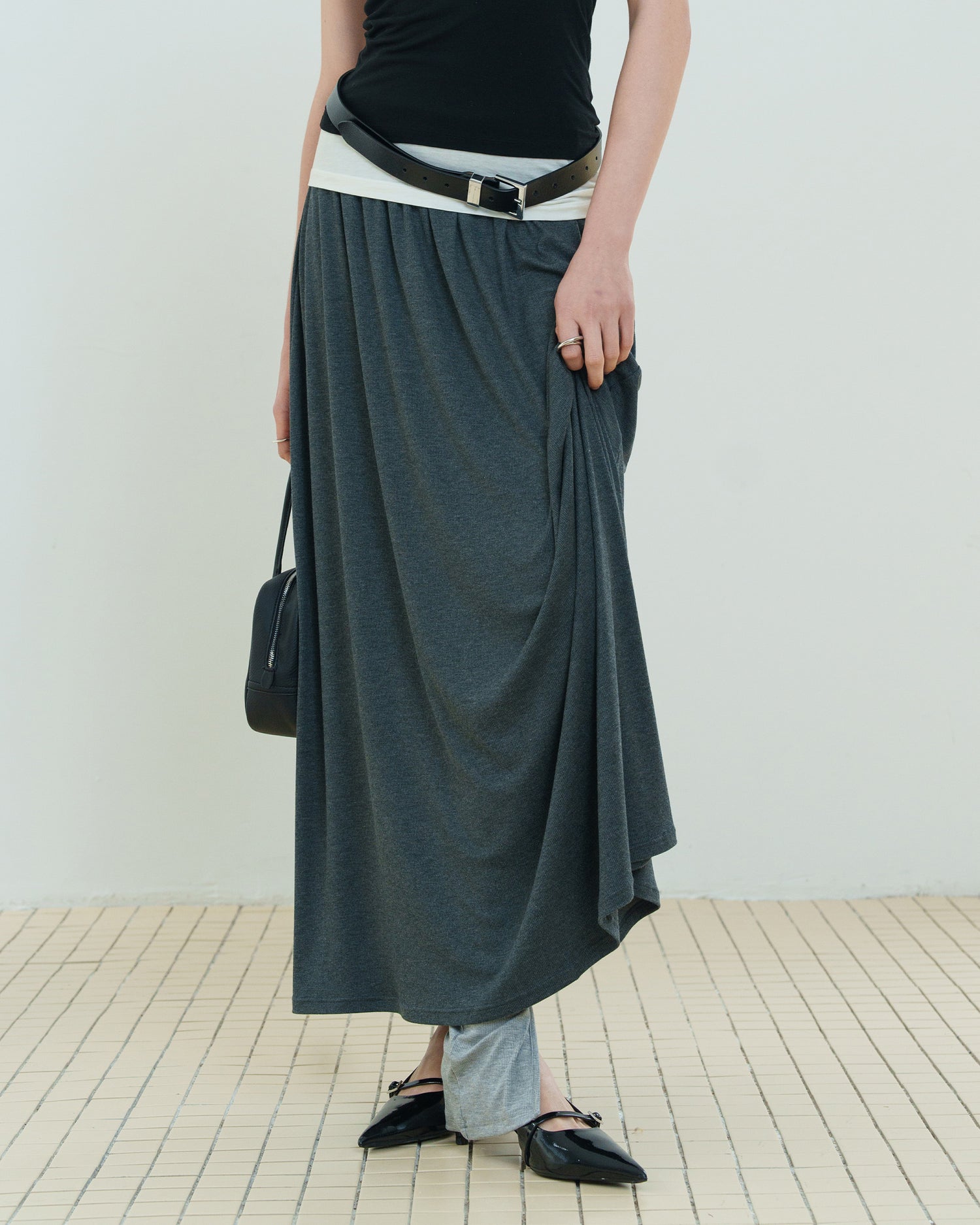 Women's High-Waisted Flowing A-Line Midi Skirt