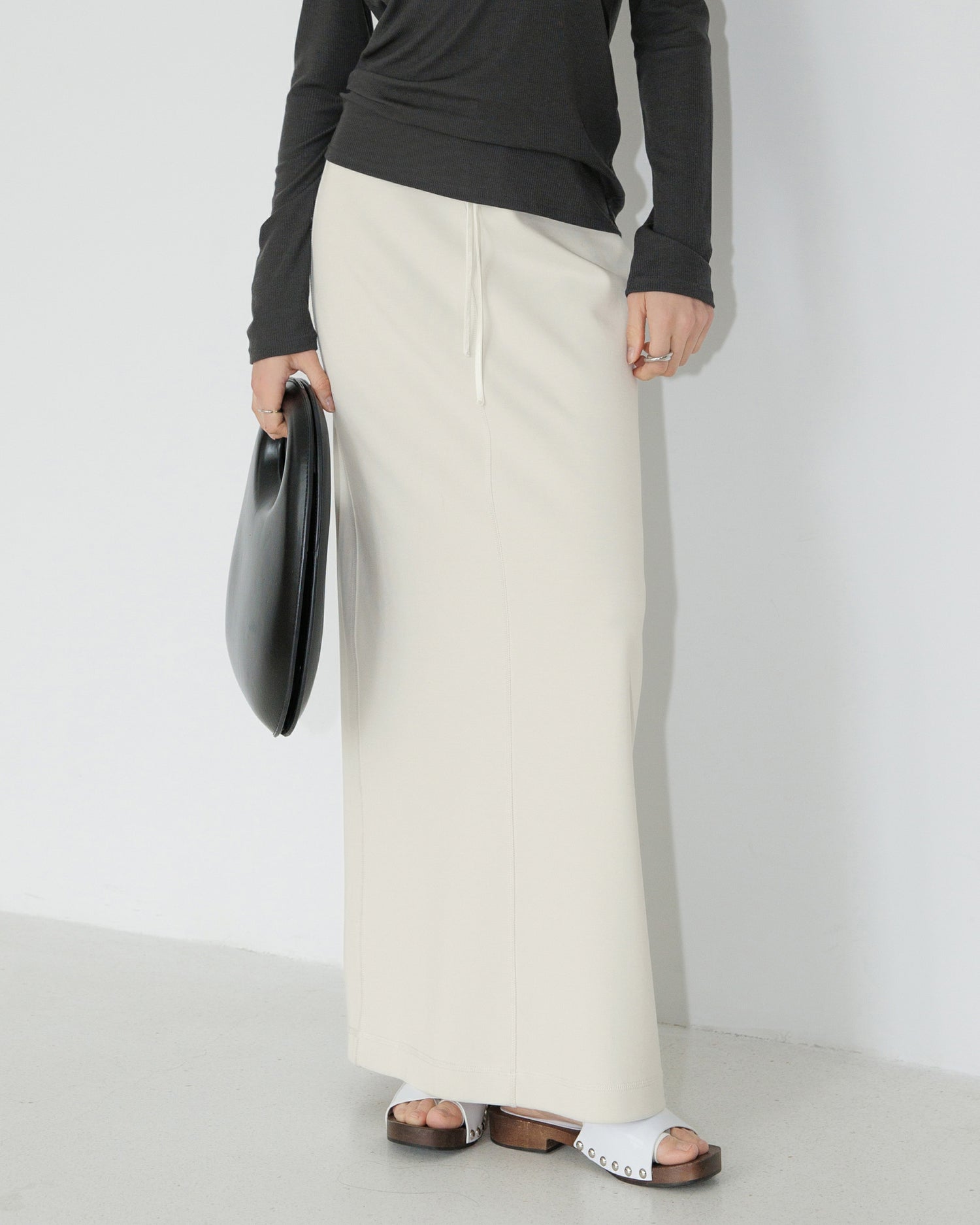 Modal High-Waisted Slim Fit Slit Midi Skirt