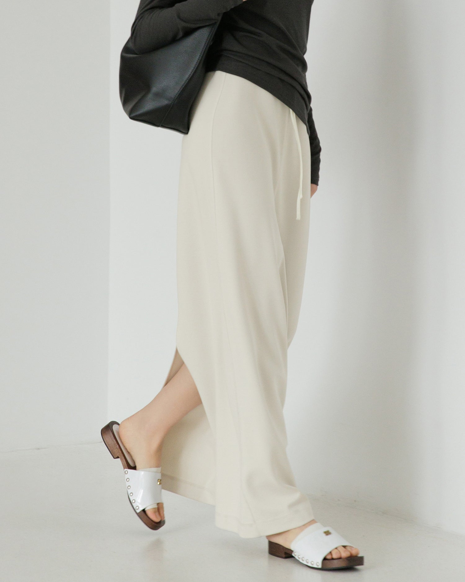 Modal High-Waisted Slim Fit Slit Midi Skirt