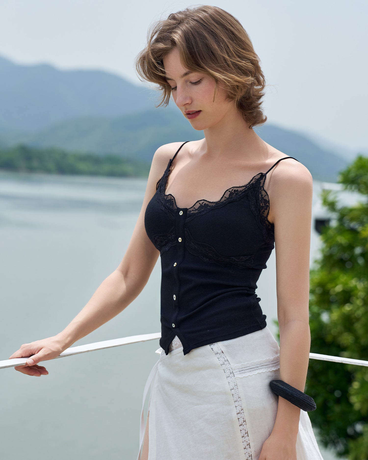 Women’s Lace Camisole with Built-in Bra Pad