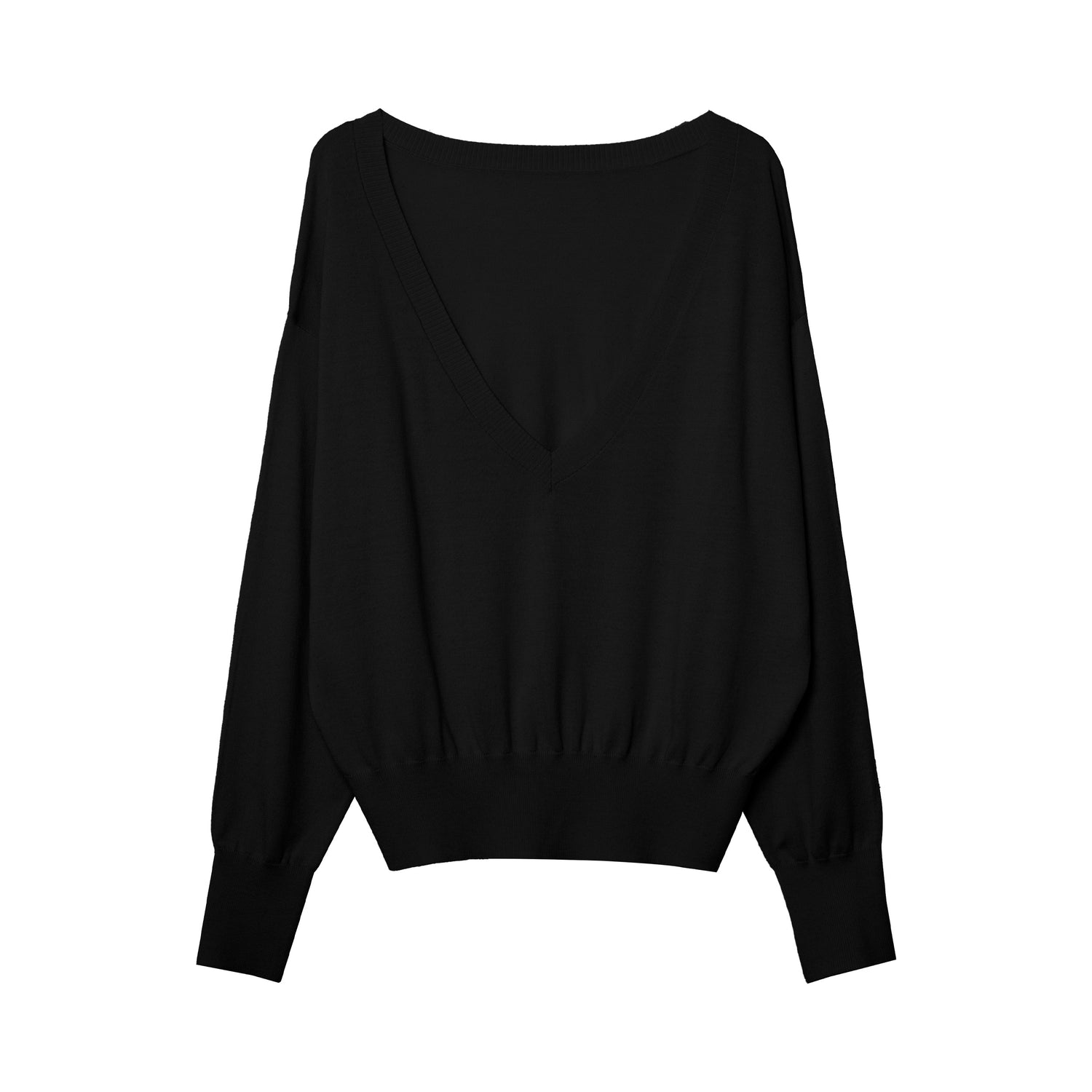 Silk Blend Deep V-Neck Knit Pullover
