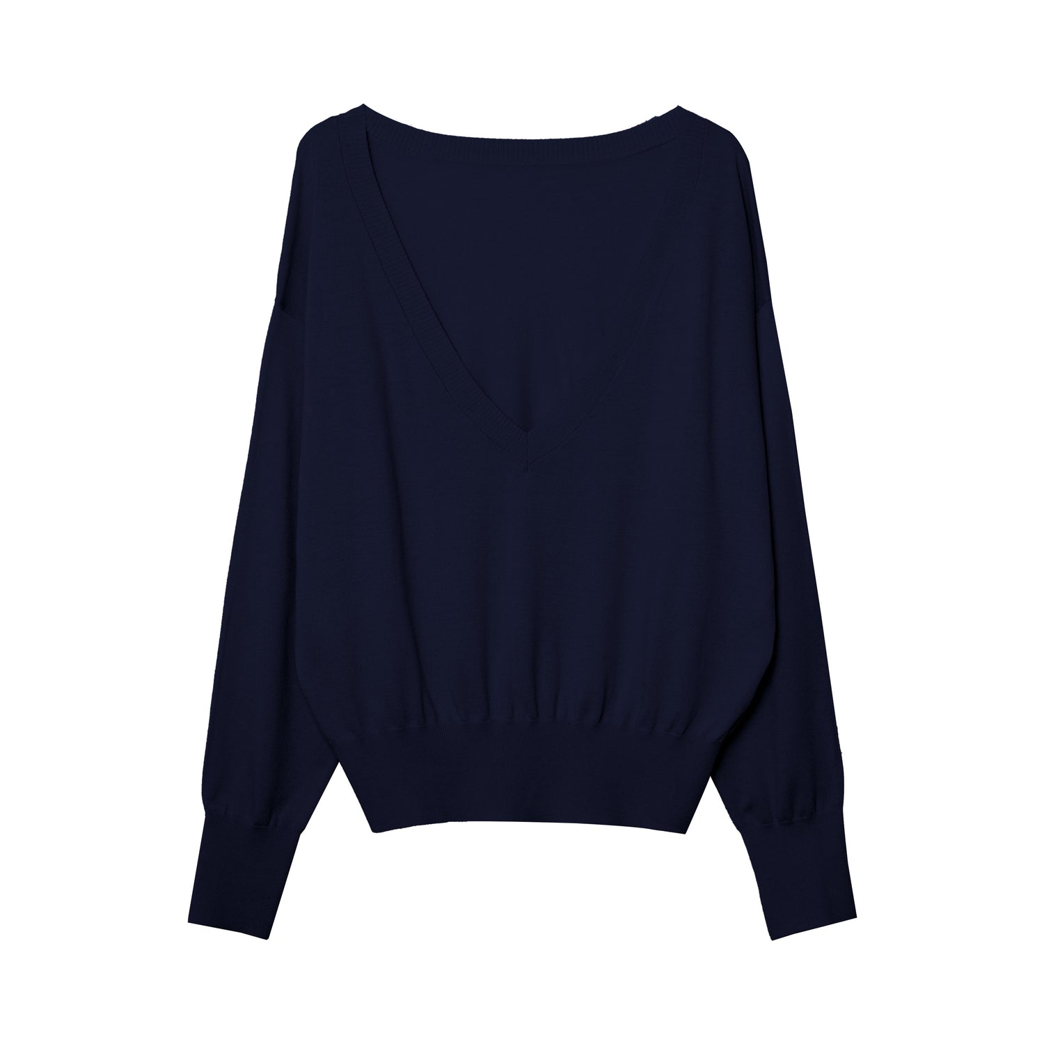 Silk Blend Deep V-Neck Knit Pullover