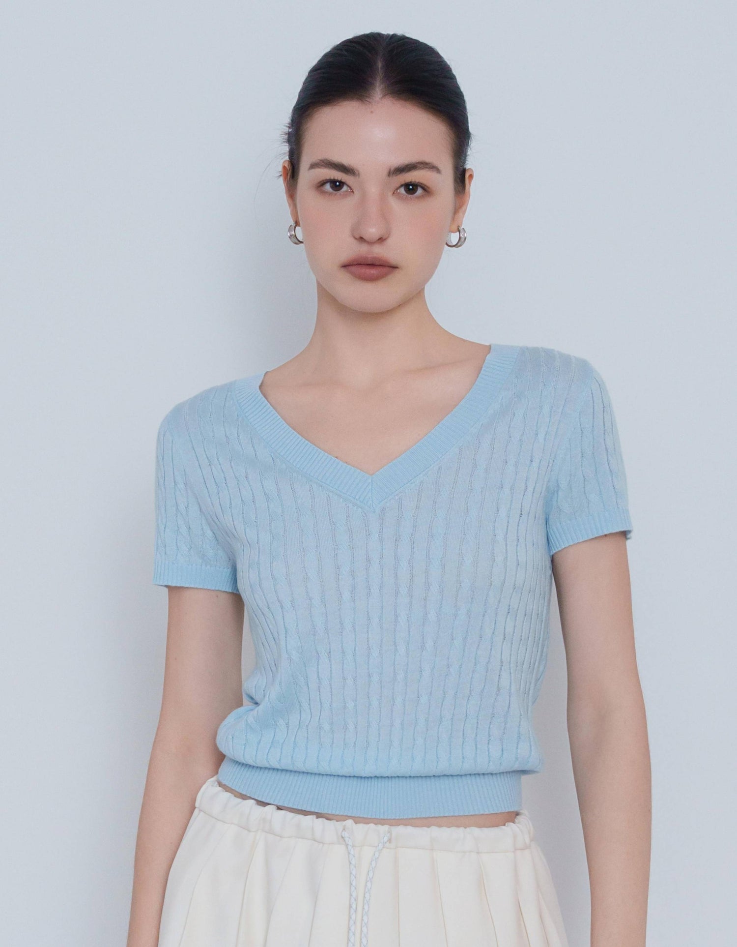 Cable Knit Short Sleeve Top