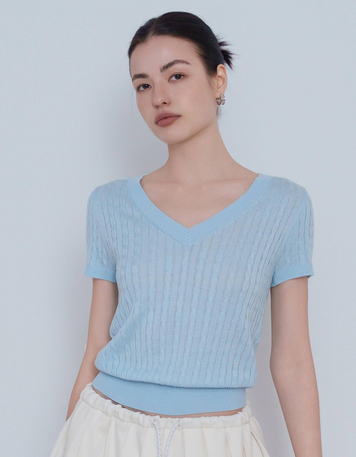 Cable Knit Short Sleeve Top
