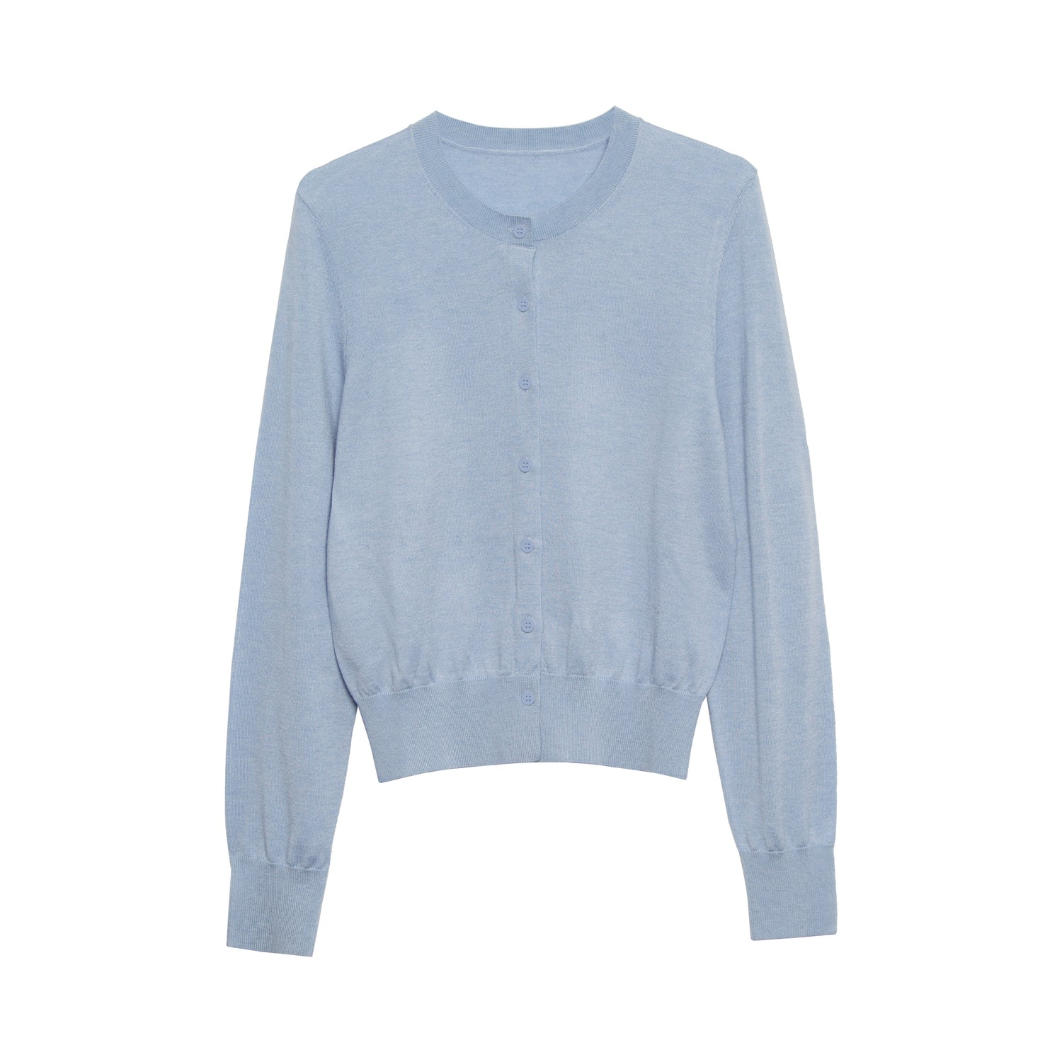 Silk Wool Blend Long Sleeve Cardigan