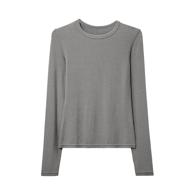Women's Silk Ribbed Long Sleeve Top