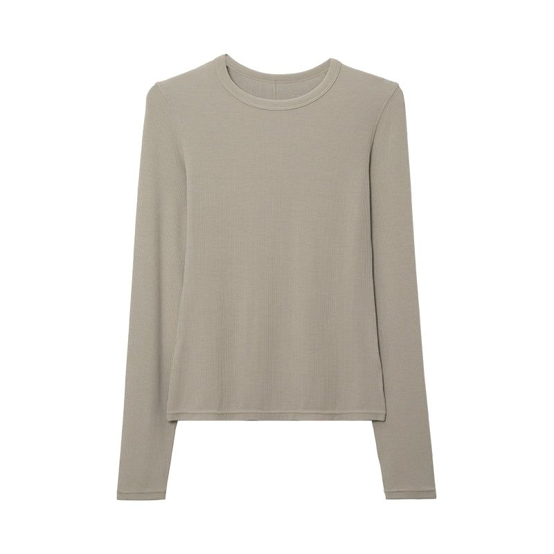 Women's Silk Ribbed Long Sleeve Top