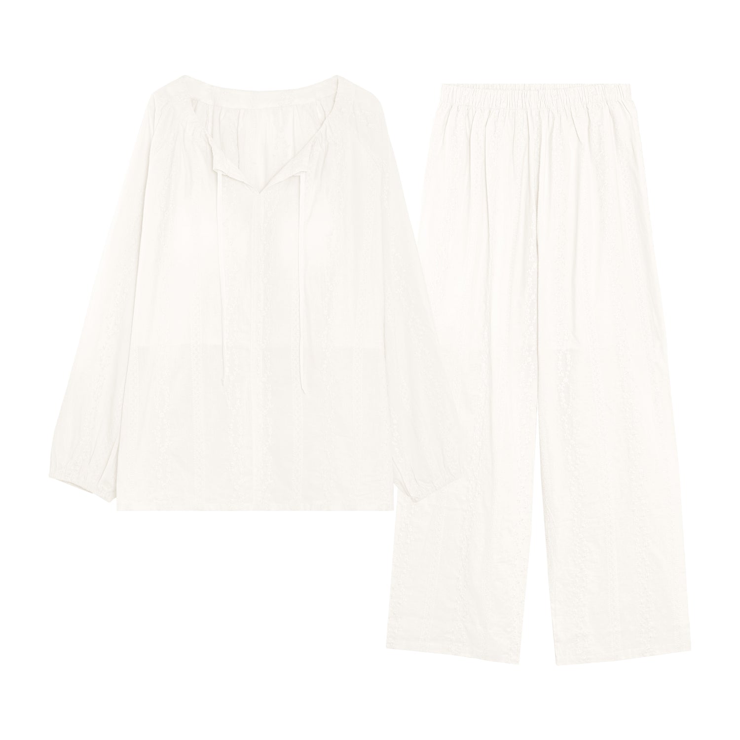 Women's Embroidered Cotton Loungewear Set with Padded Cups