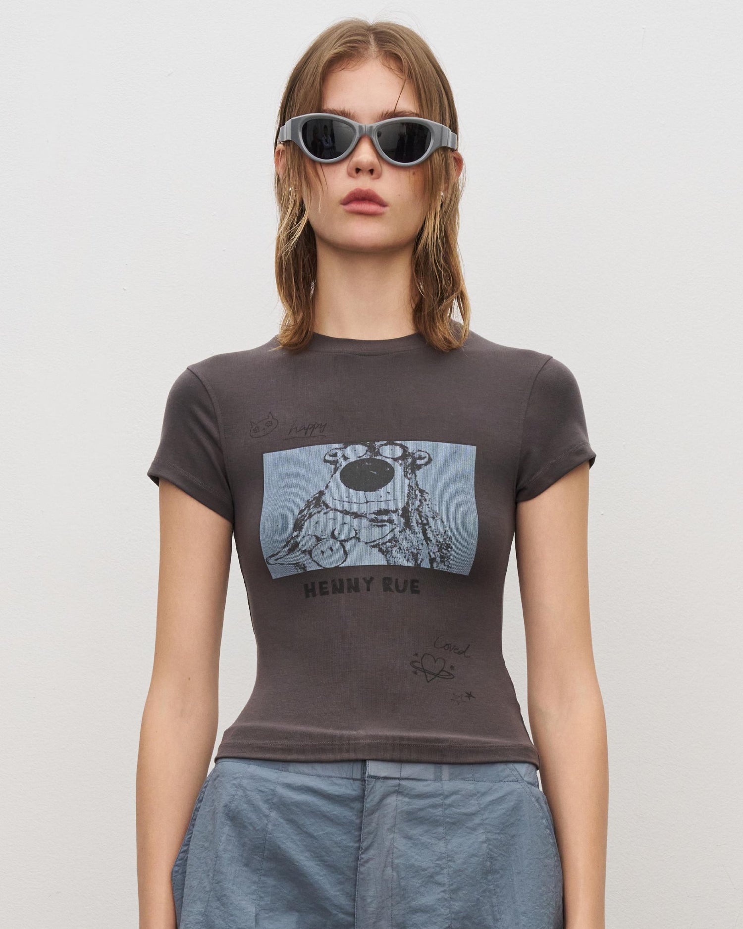 Women’s Hand-Painted Bear Print Short Sleeve Tee