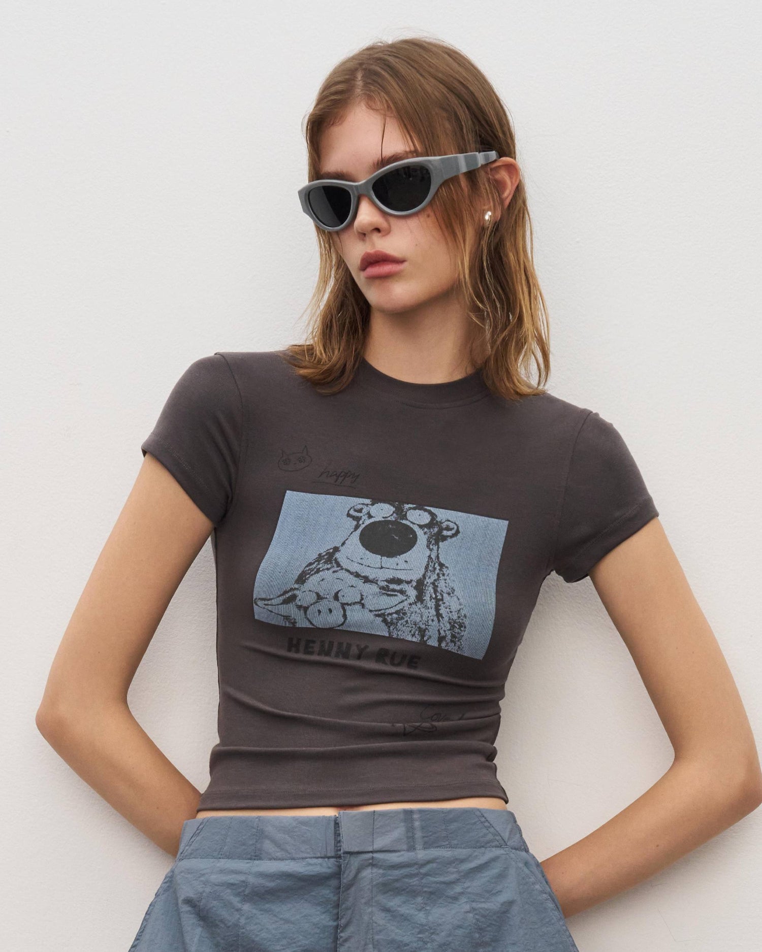 Women’s Hand-Painted Bear Print Short Sleeve Tee