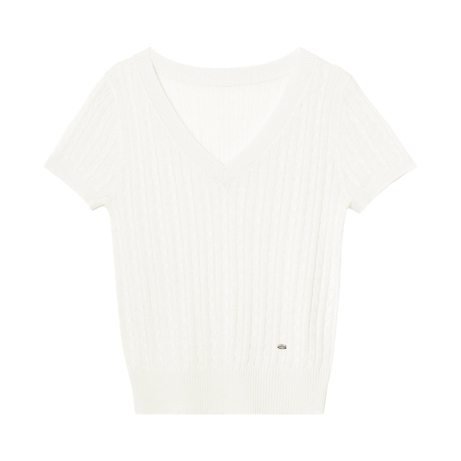 Cable Knit Short Sleeve Top