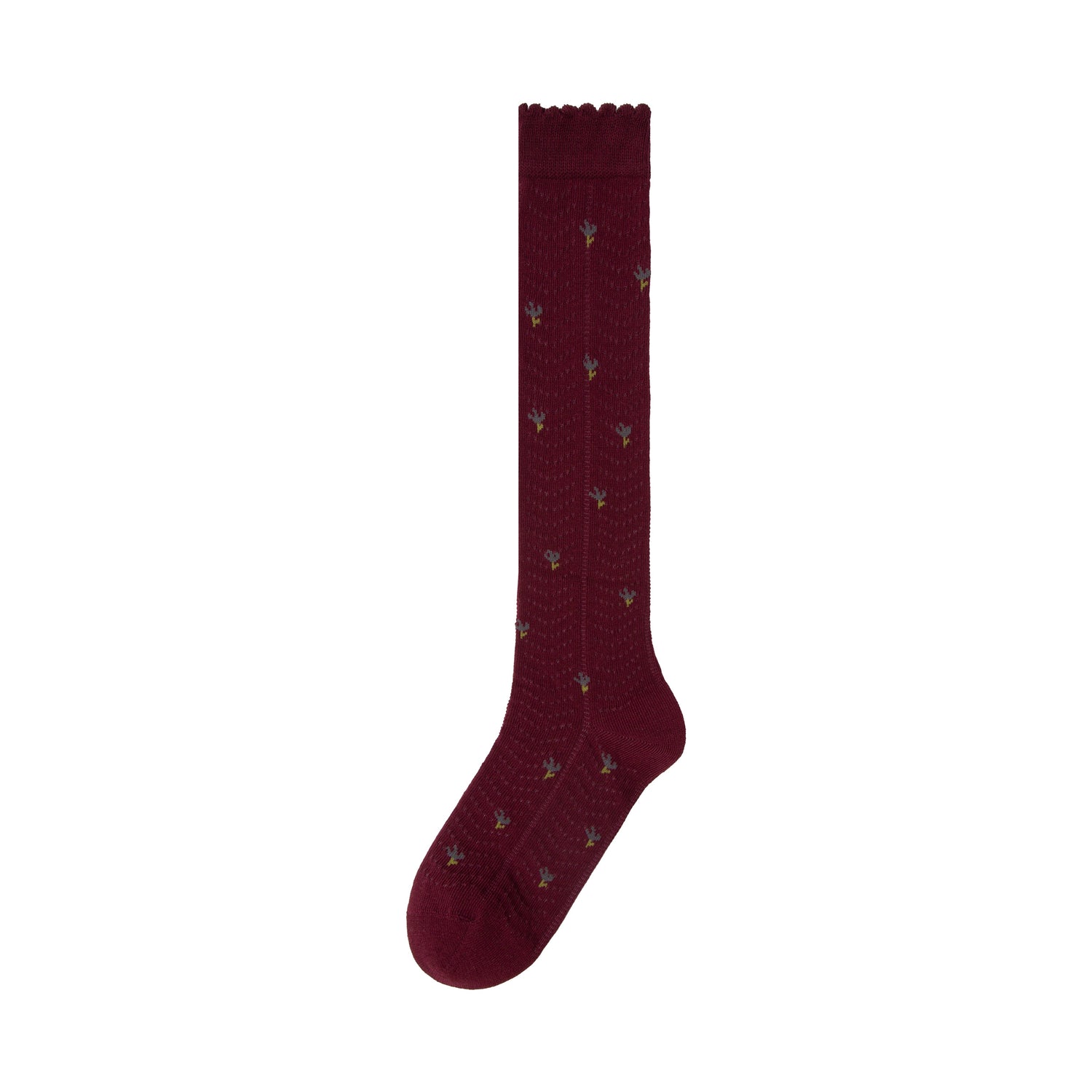 Women's Retro Floral Fishbone Pattern Knee-High Socks