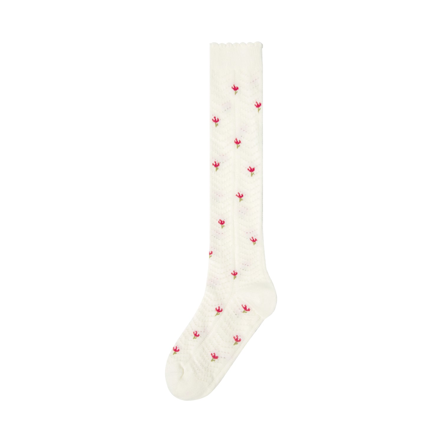 Women's Retro Floral Fishbone Pattern Knee-High Socks