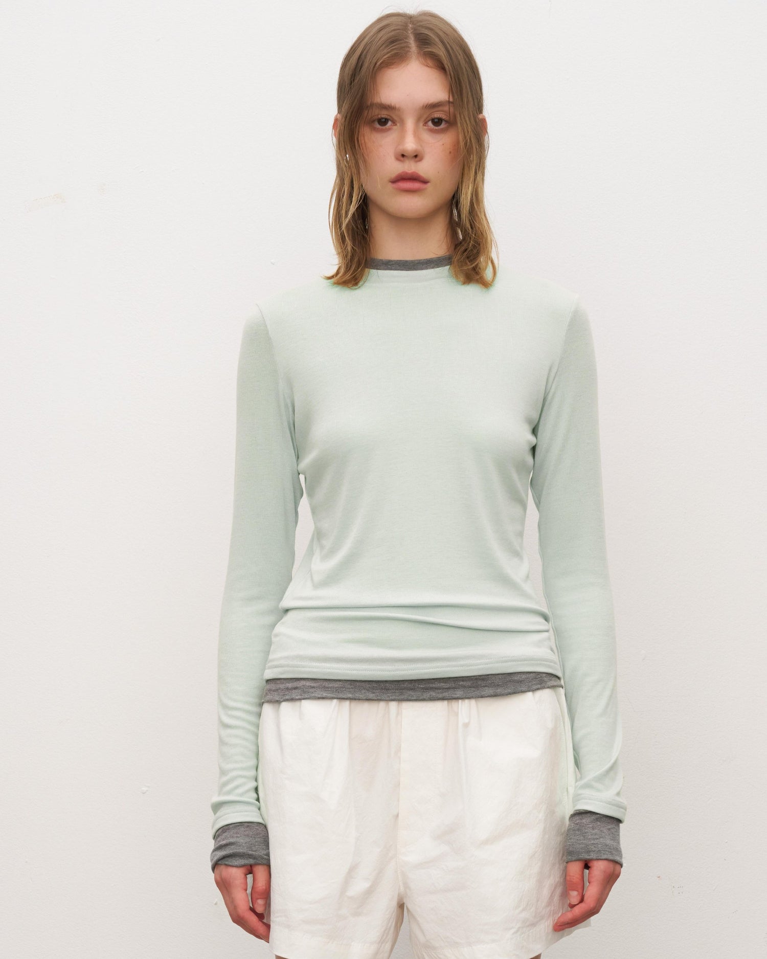 Women's Colorblock Faux Two-Piece Layering Top