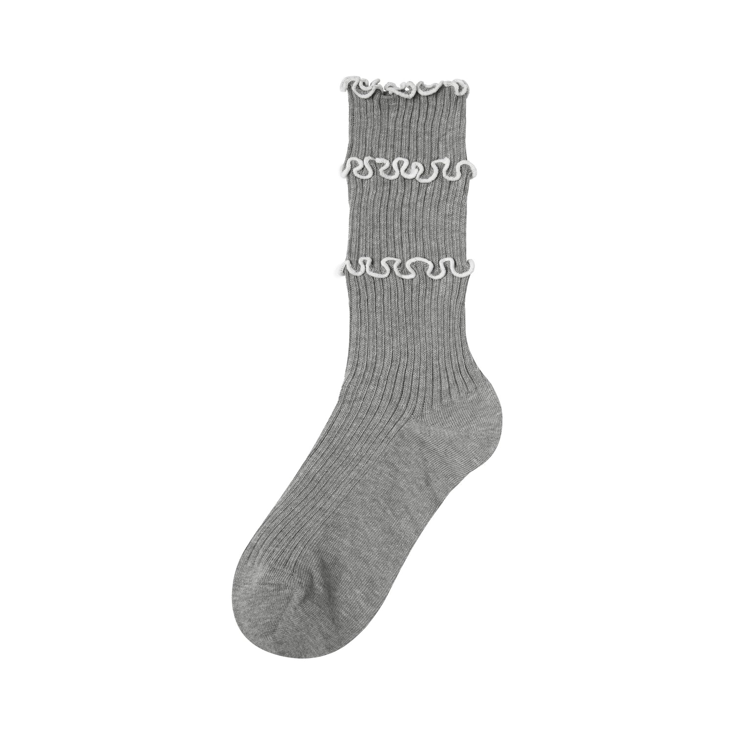 Women's Contrast Lettuce Edge Crew Socks