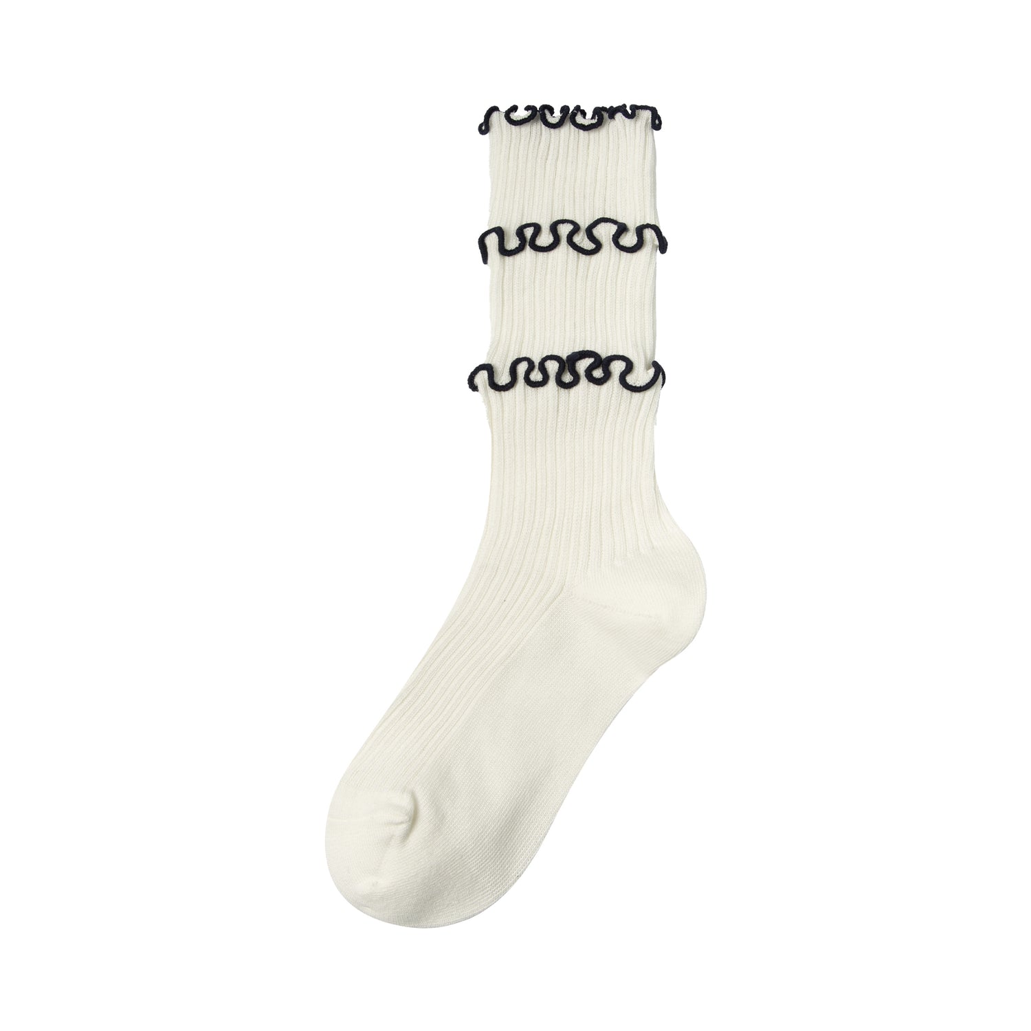 Women's Contrast Lettuce Edge Crew Socks
