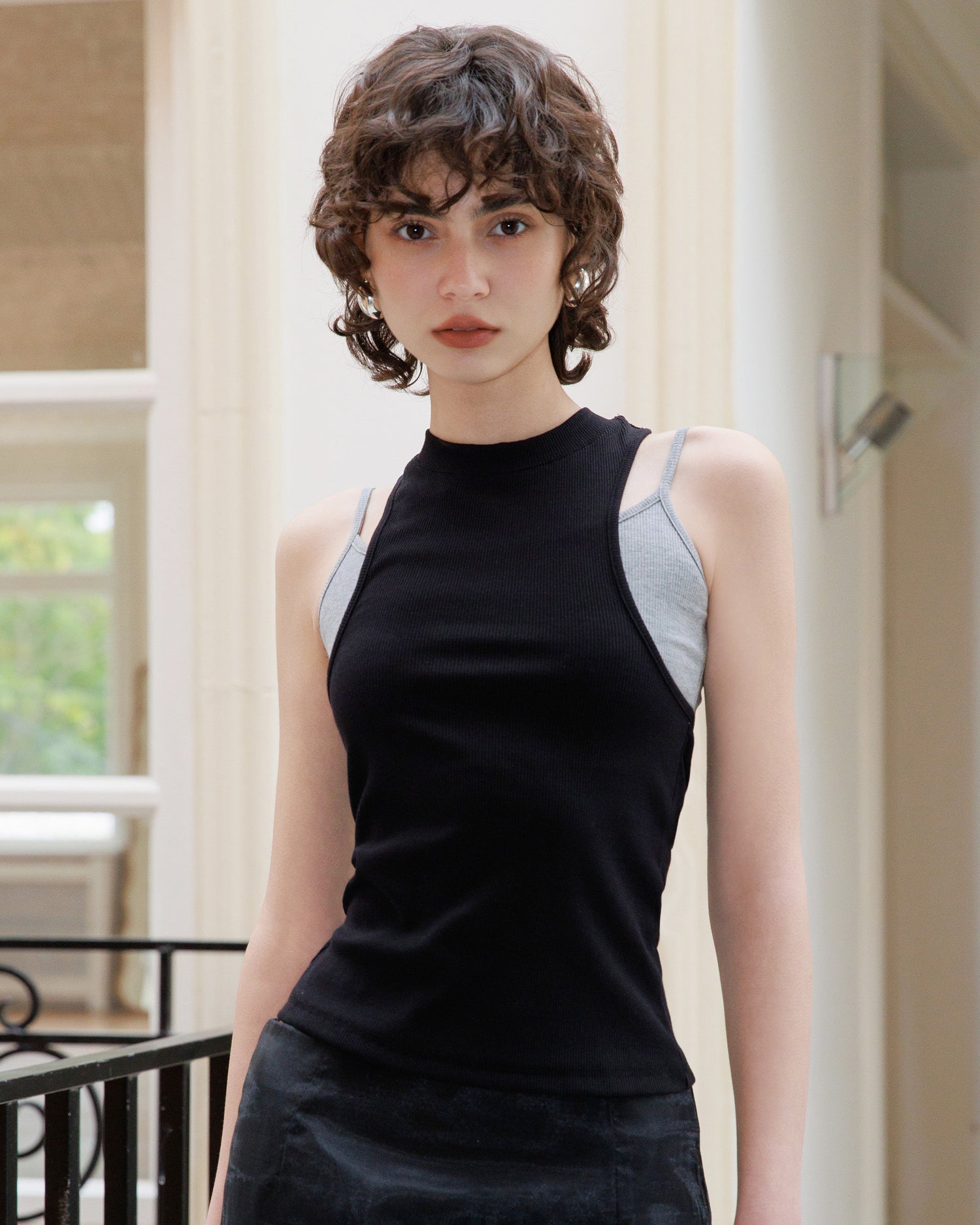 Women's Contrast Layered Look Tank Top