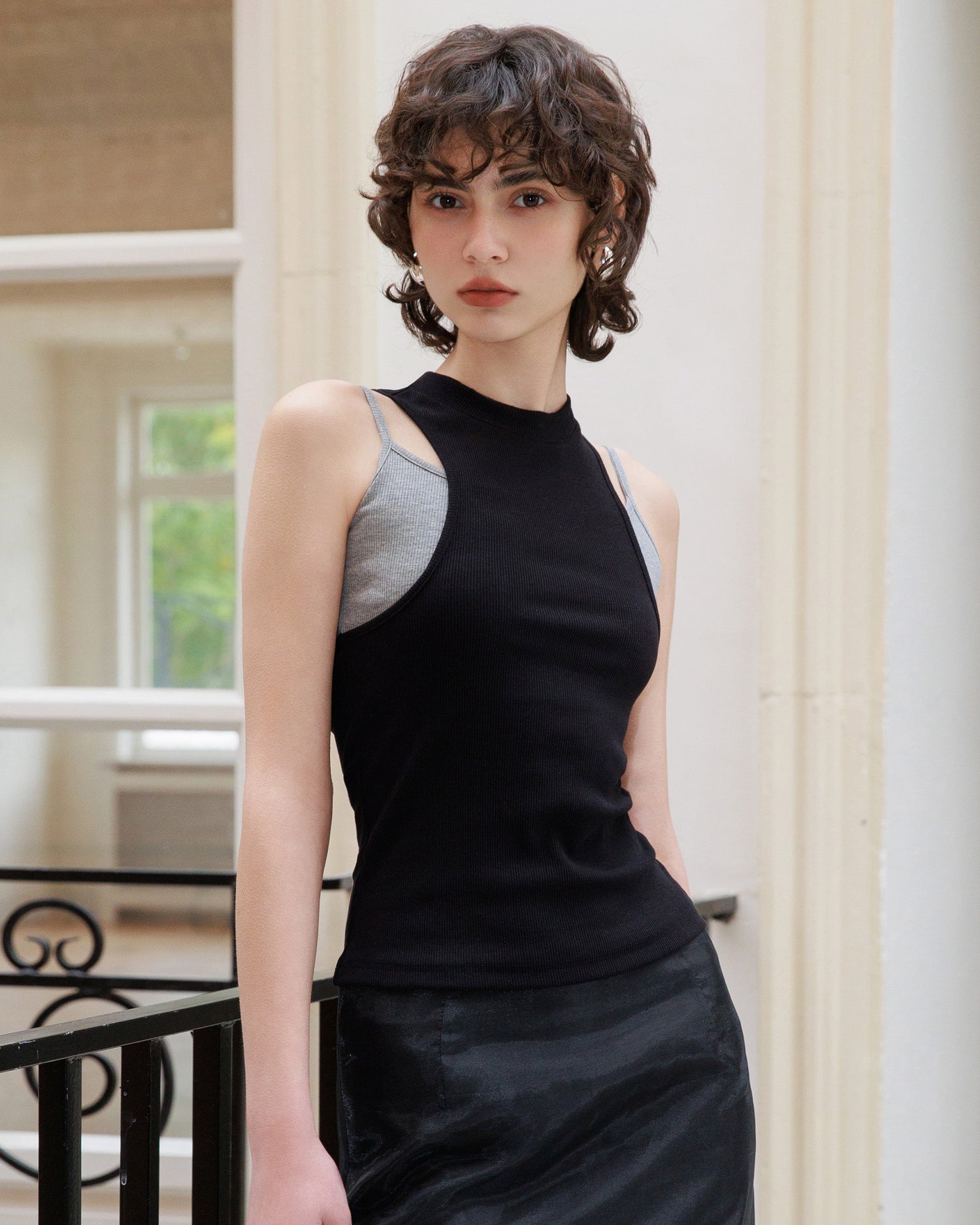 Women's Contrast Layered Look Tank Top