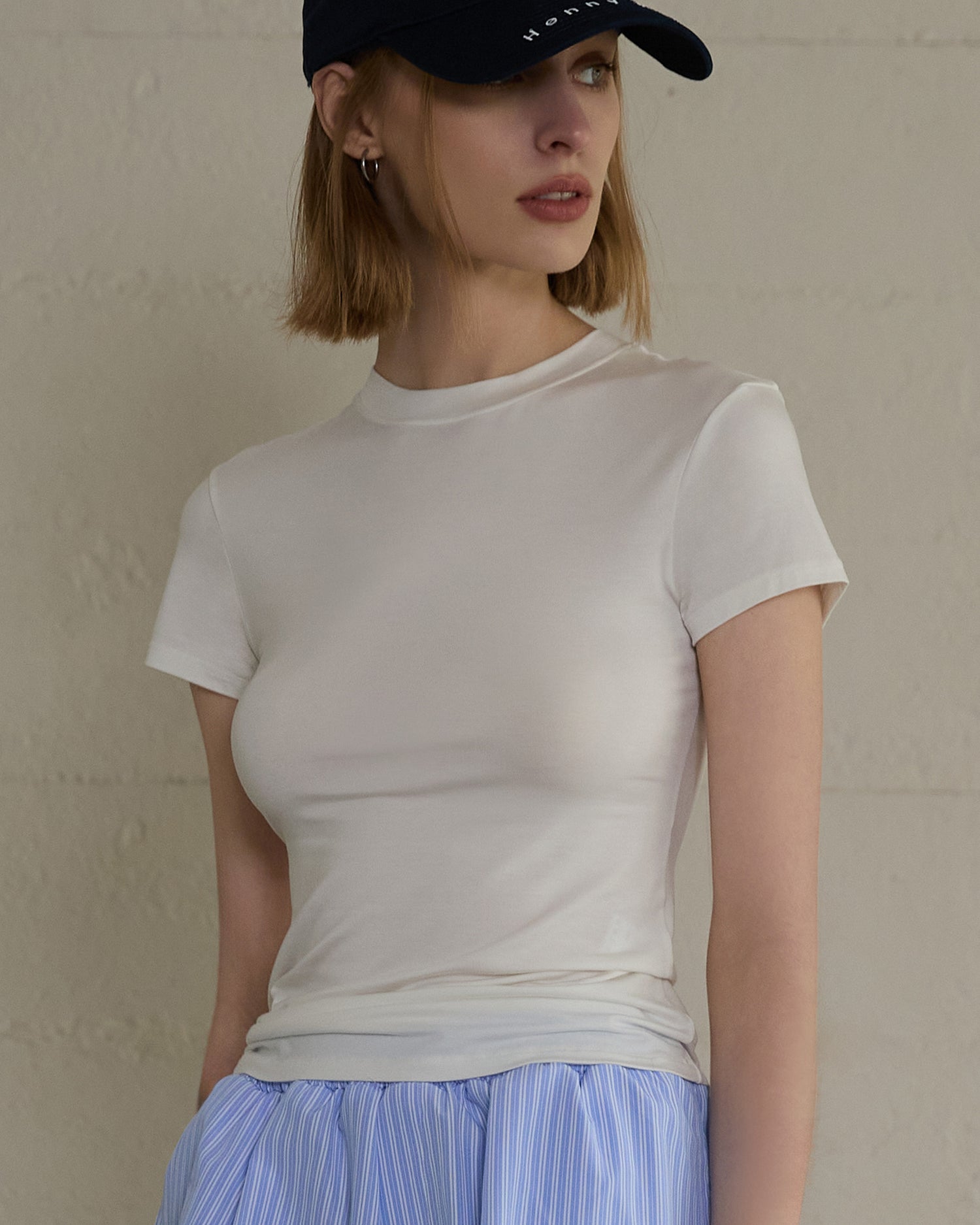 Modal Bare-Skin Crew Neck Slim Fit T-Shirt