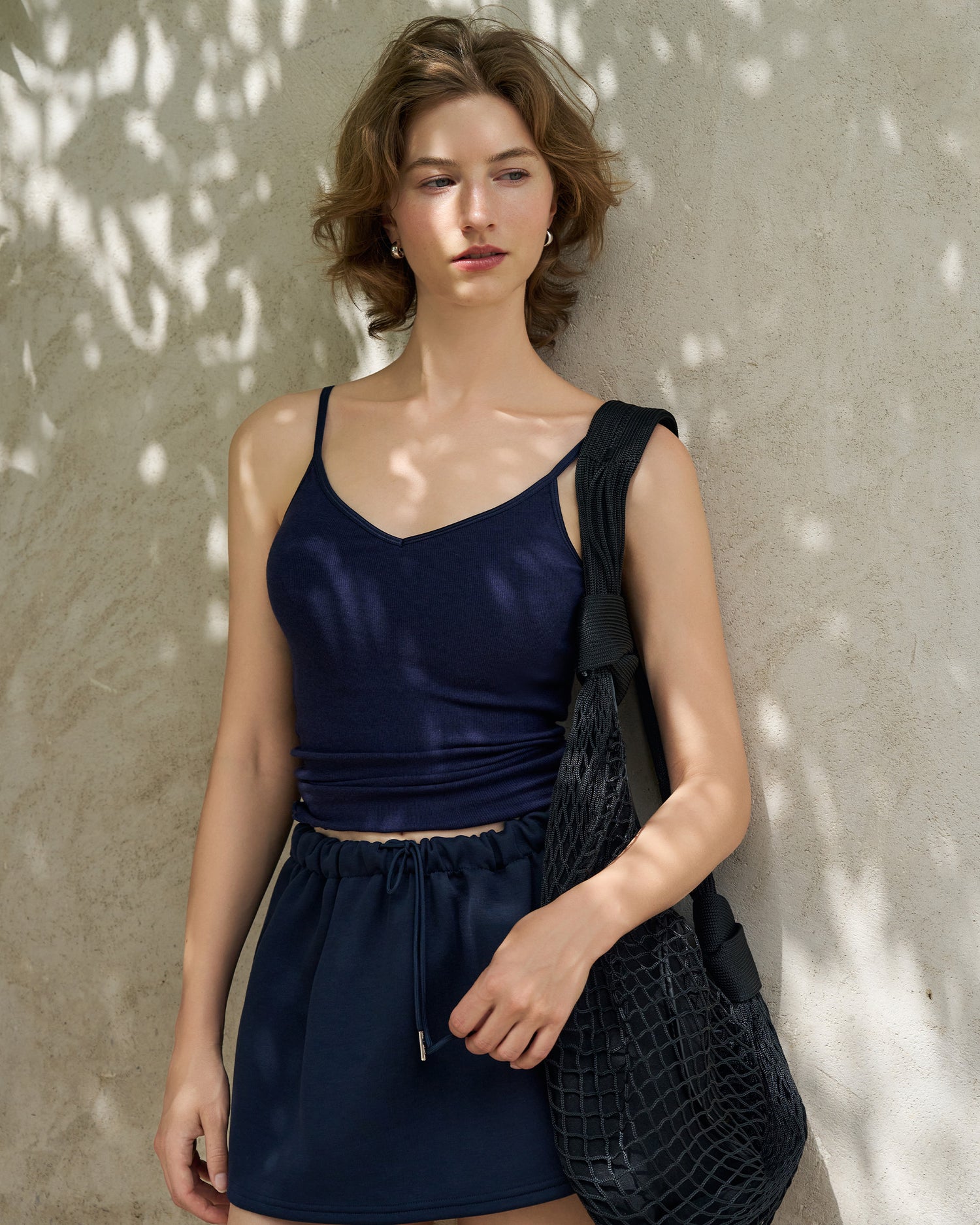 Ribbed V-Neck Backless Camisole with Bra