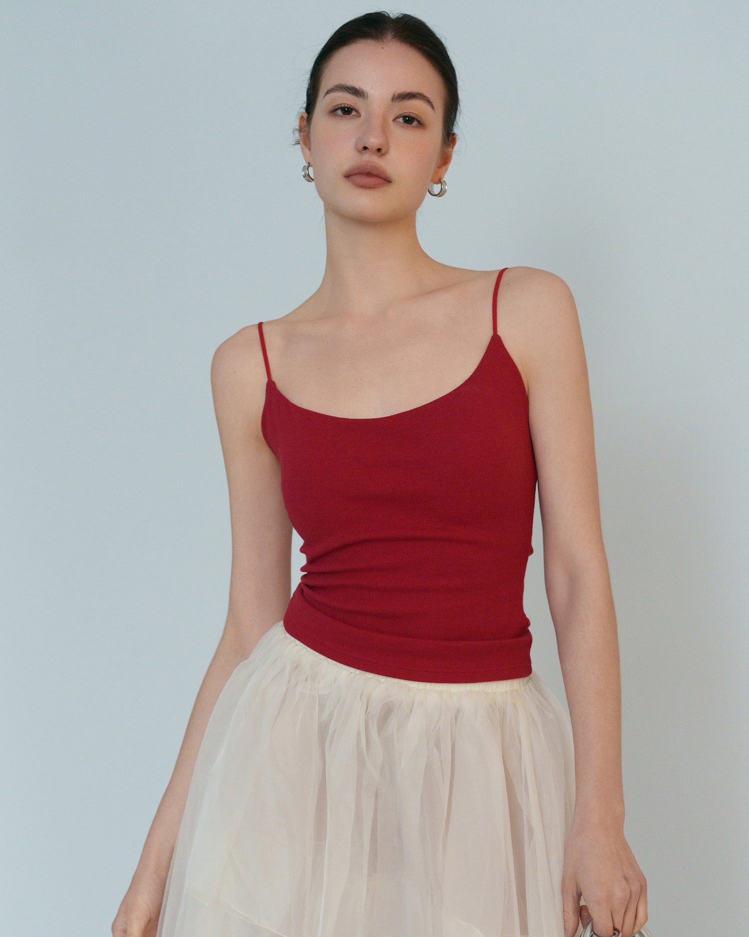 Ribbed Stretch Camisole with Built-in Bra