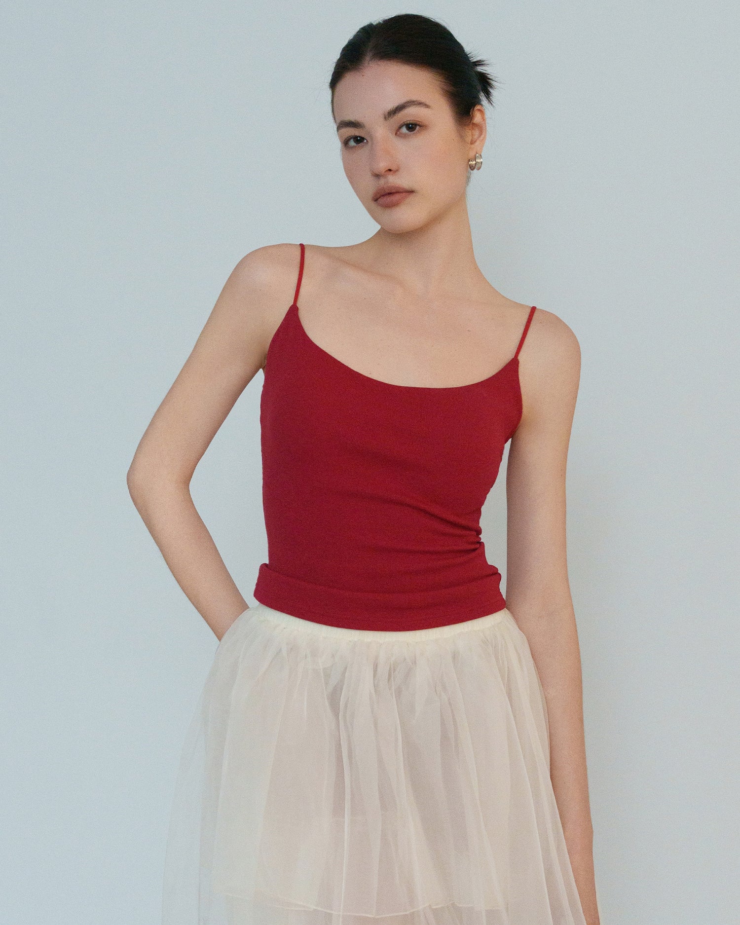 Ribbed Stretch Camisole with Built-in Bra