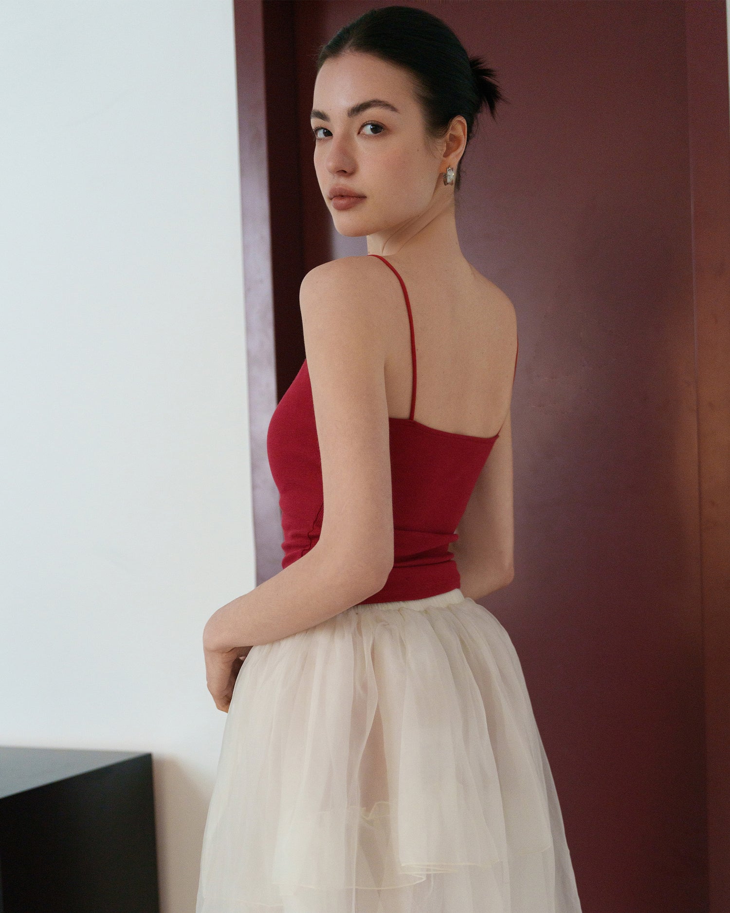 Ribbed Stretch Camisole with Built-in Bra