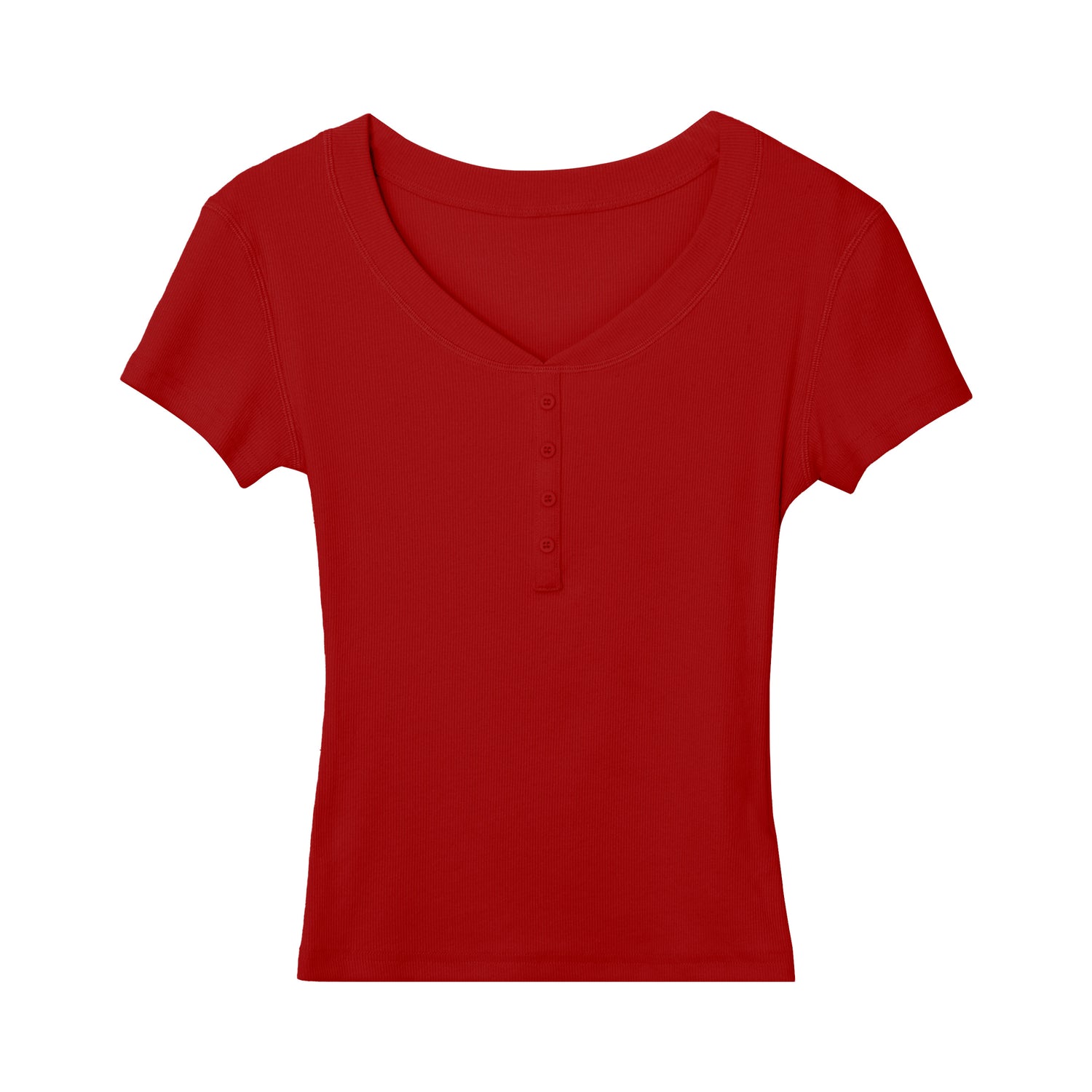 Women's V-Neck Button T-Shirt