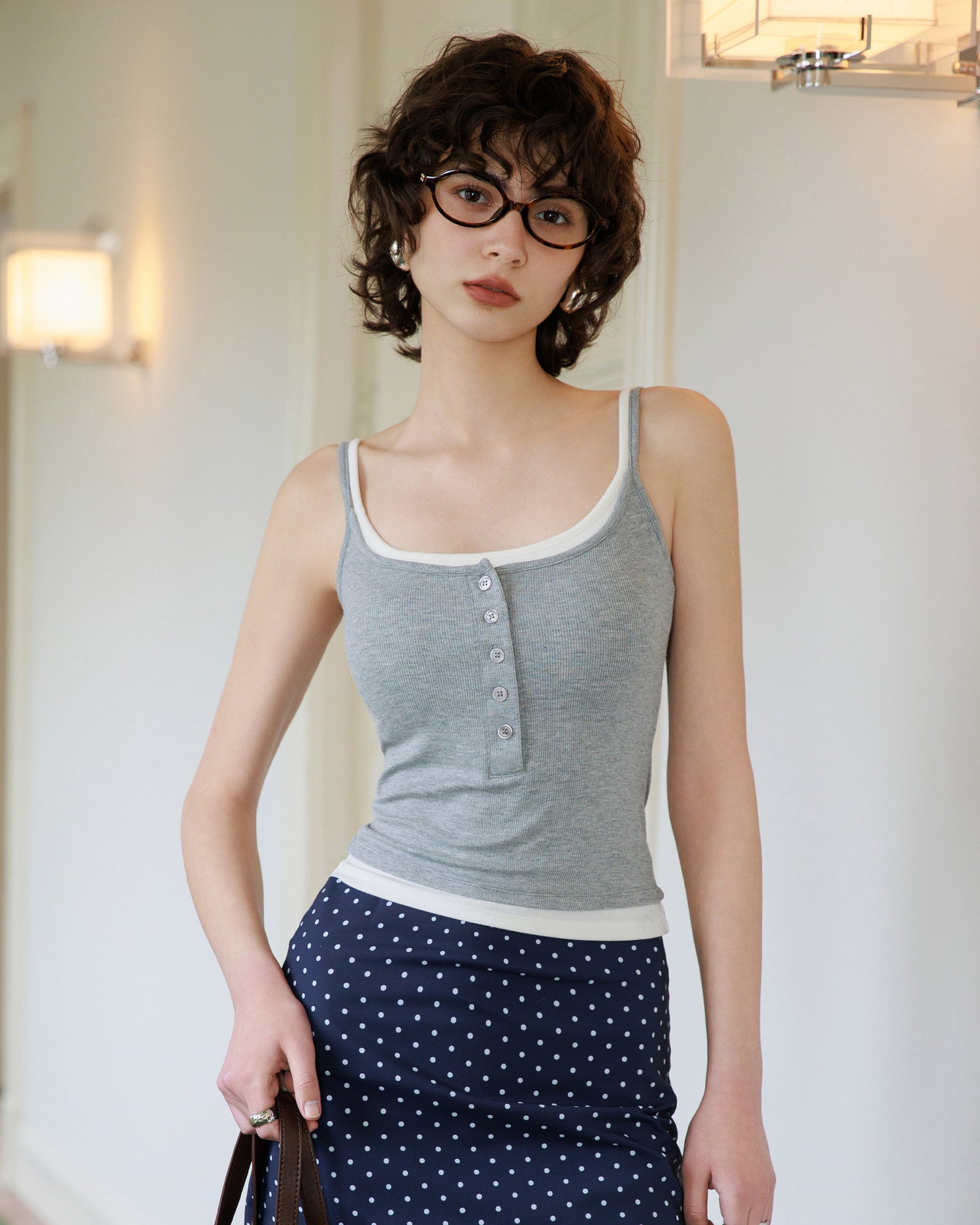 Women's Modal Colorblock Built-In Bra Cami Top