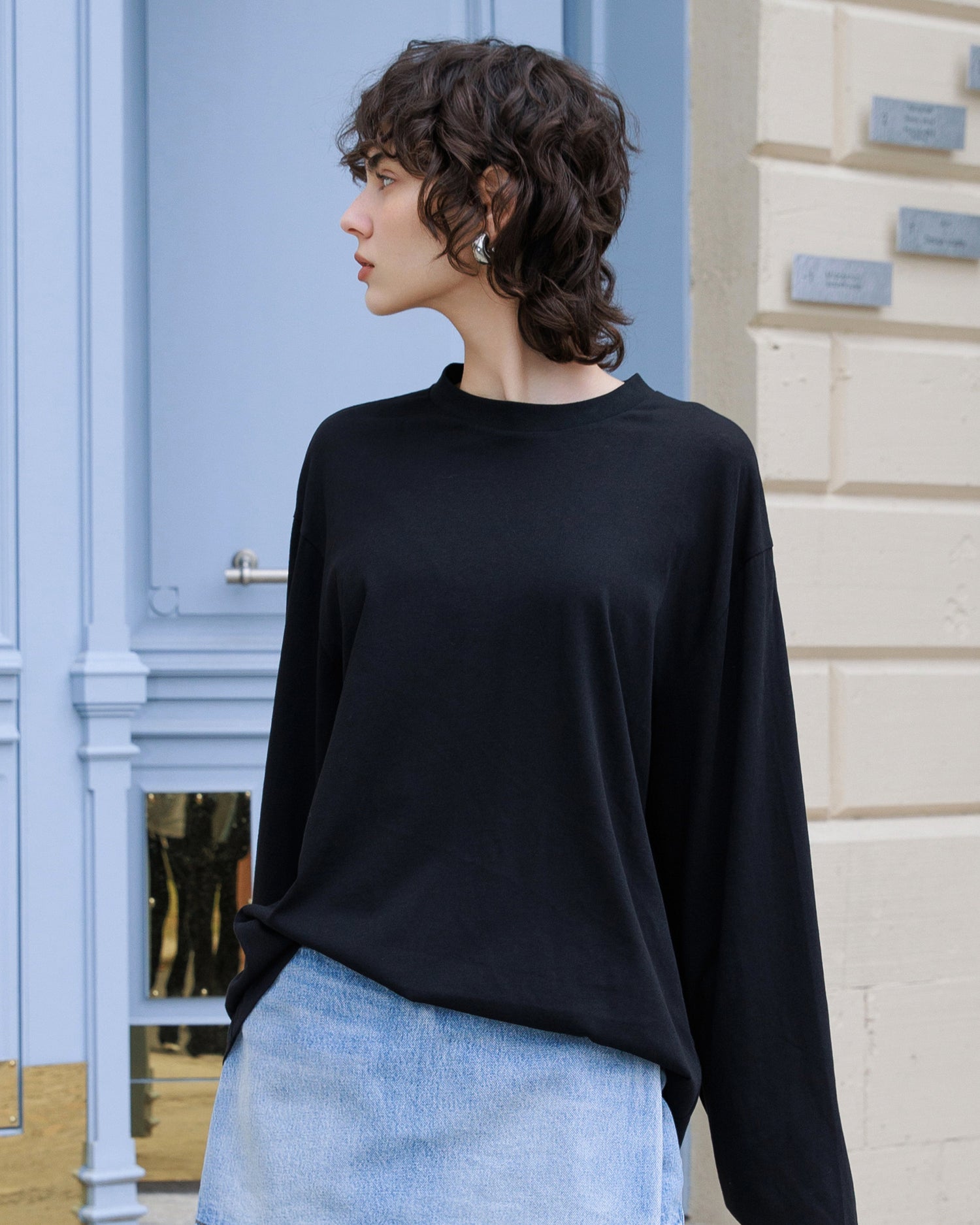 Women's Oversized Long Sleeve Top with Relaxed Fit