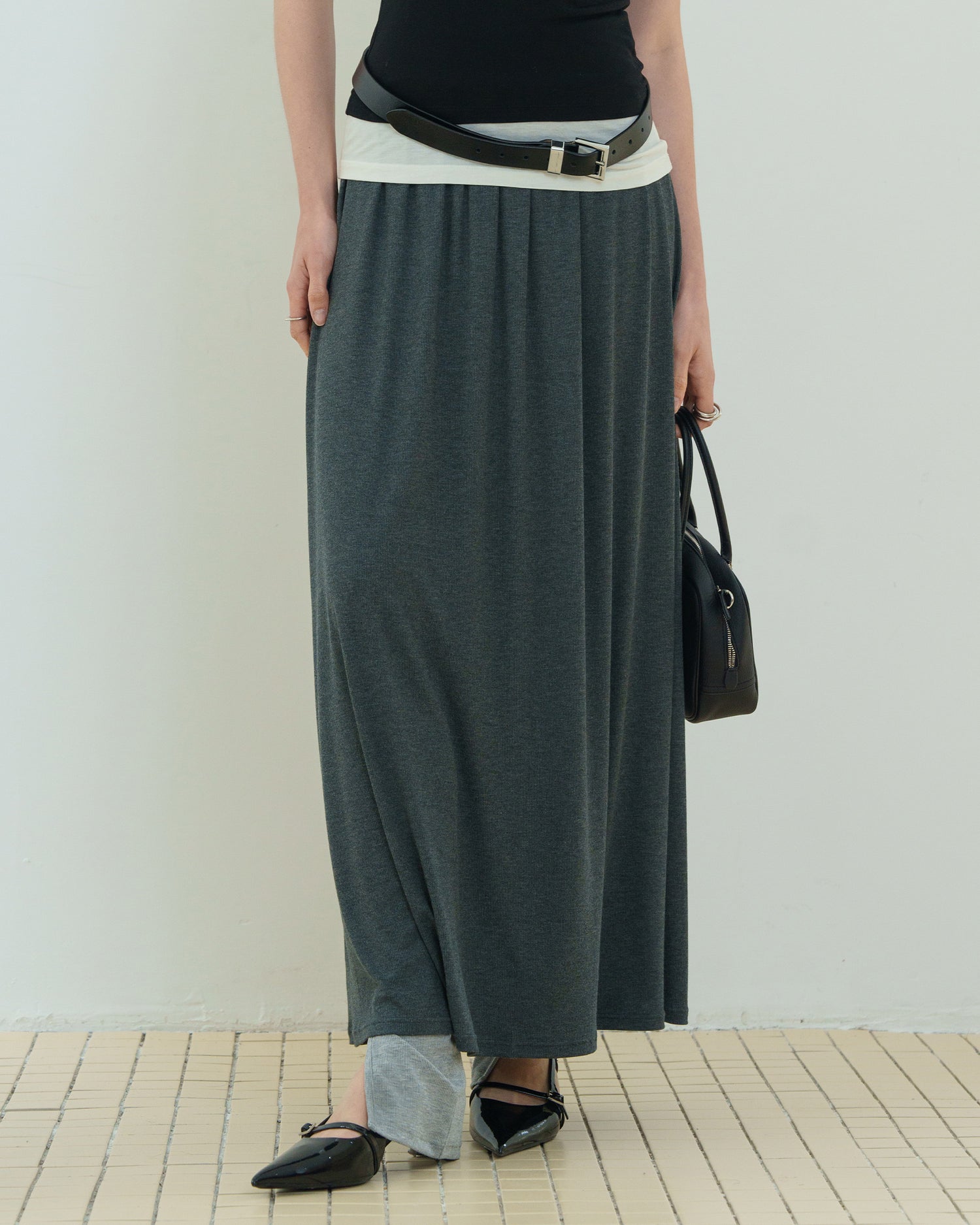 Women's High-Waisted Flowing A-Line Midi Skirt