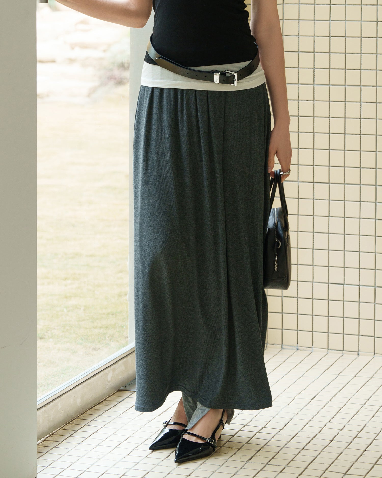 Women's High-Waisted Flowing A-Line Midi Skirt